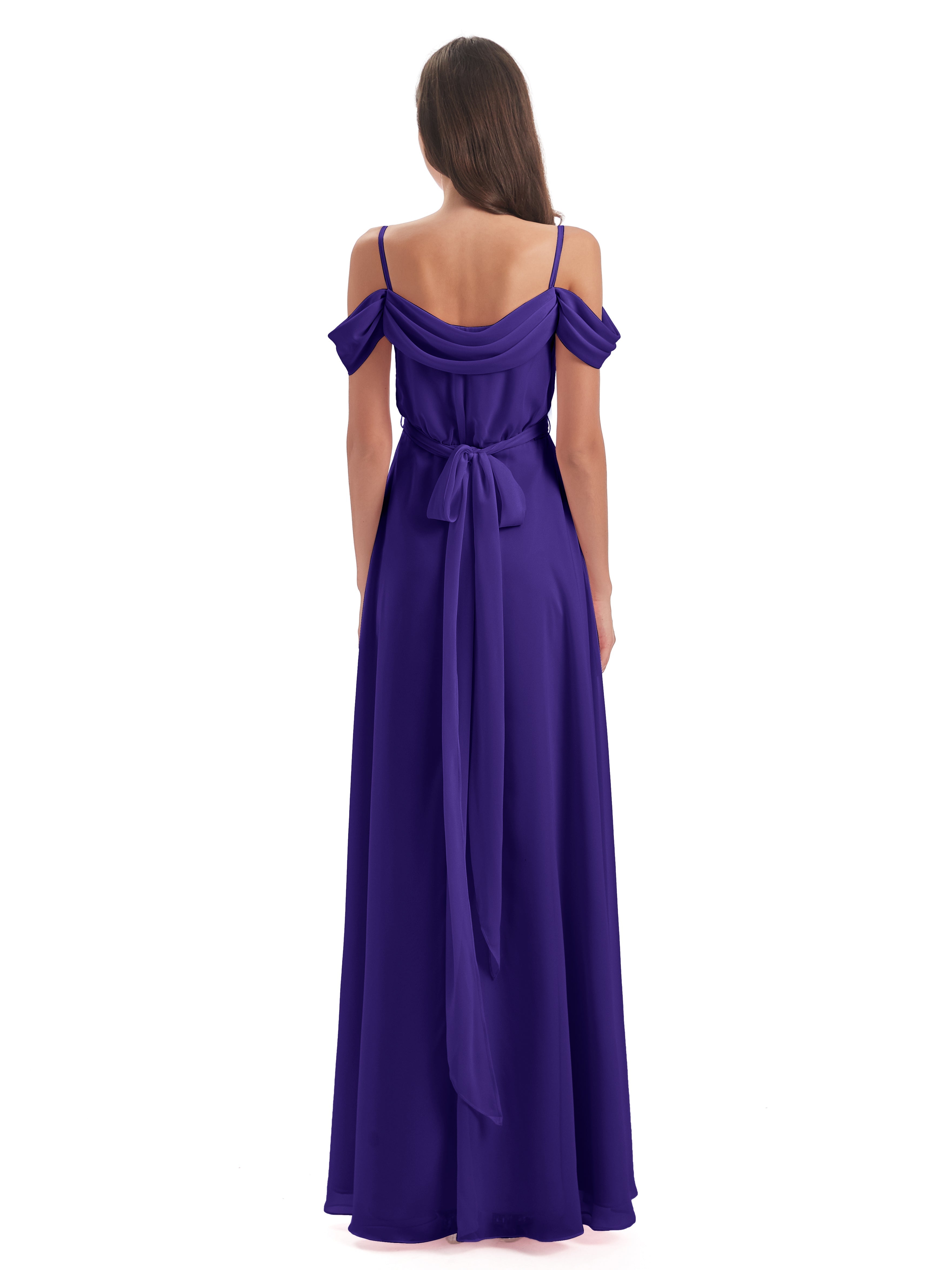 Robes De Demoiselle D'Honneur En Régence Bretelles Spaghetti Fendue Plis Robes Demoiselle D'Honneur