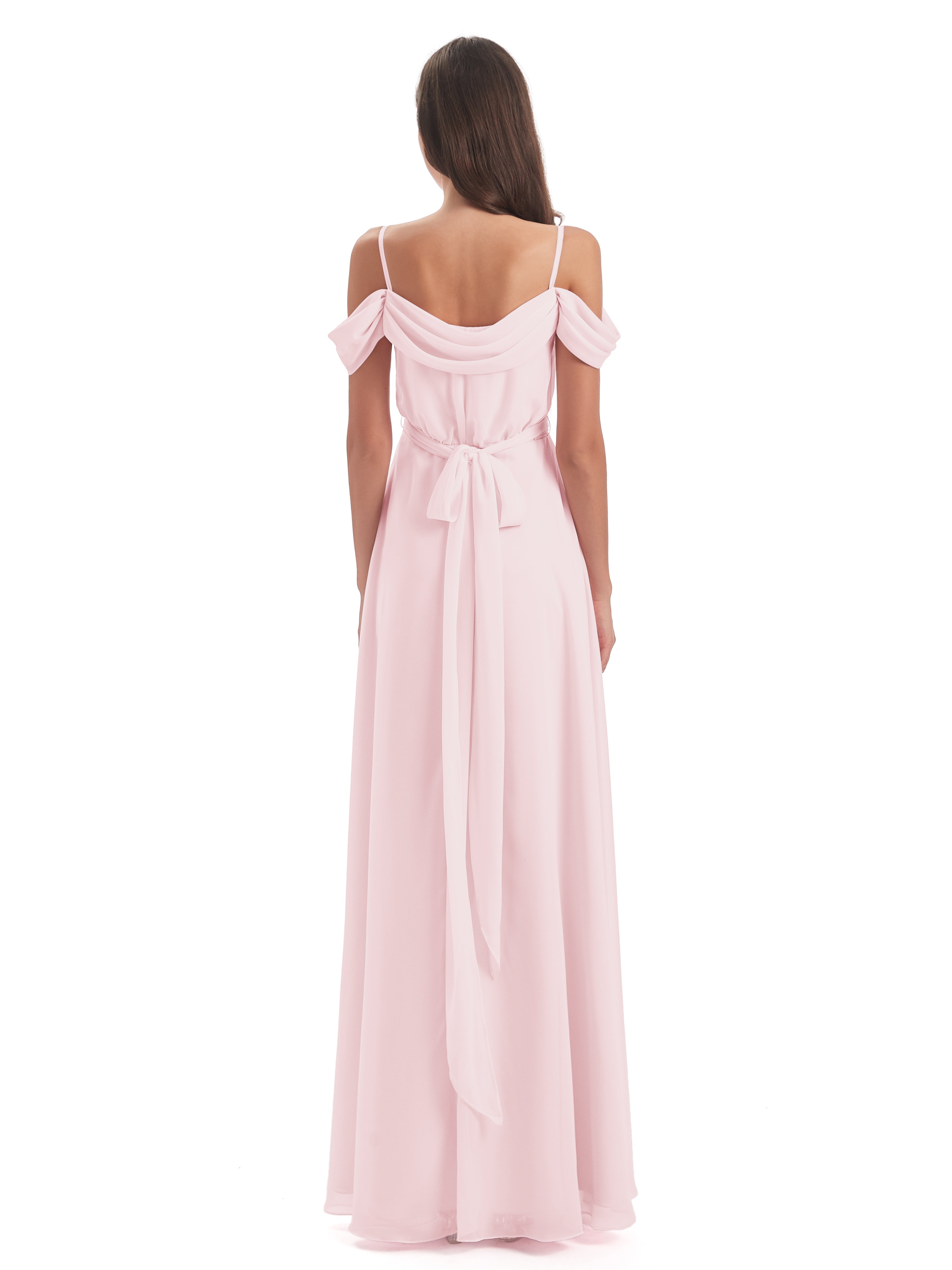 Robe Demoiselle Dhonneur Rose Pale Bretelles Spaghetti Fendue Plis Robes Demoiselle D'Honneur