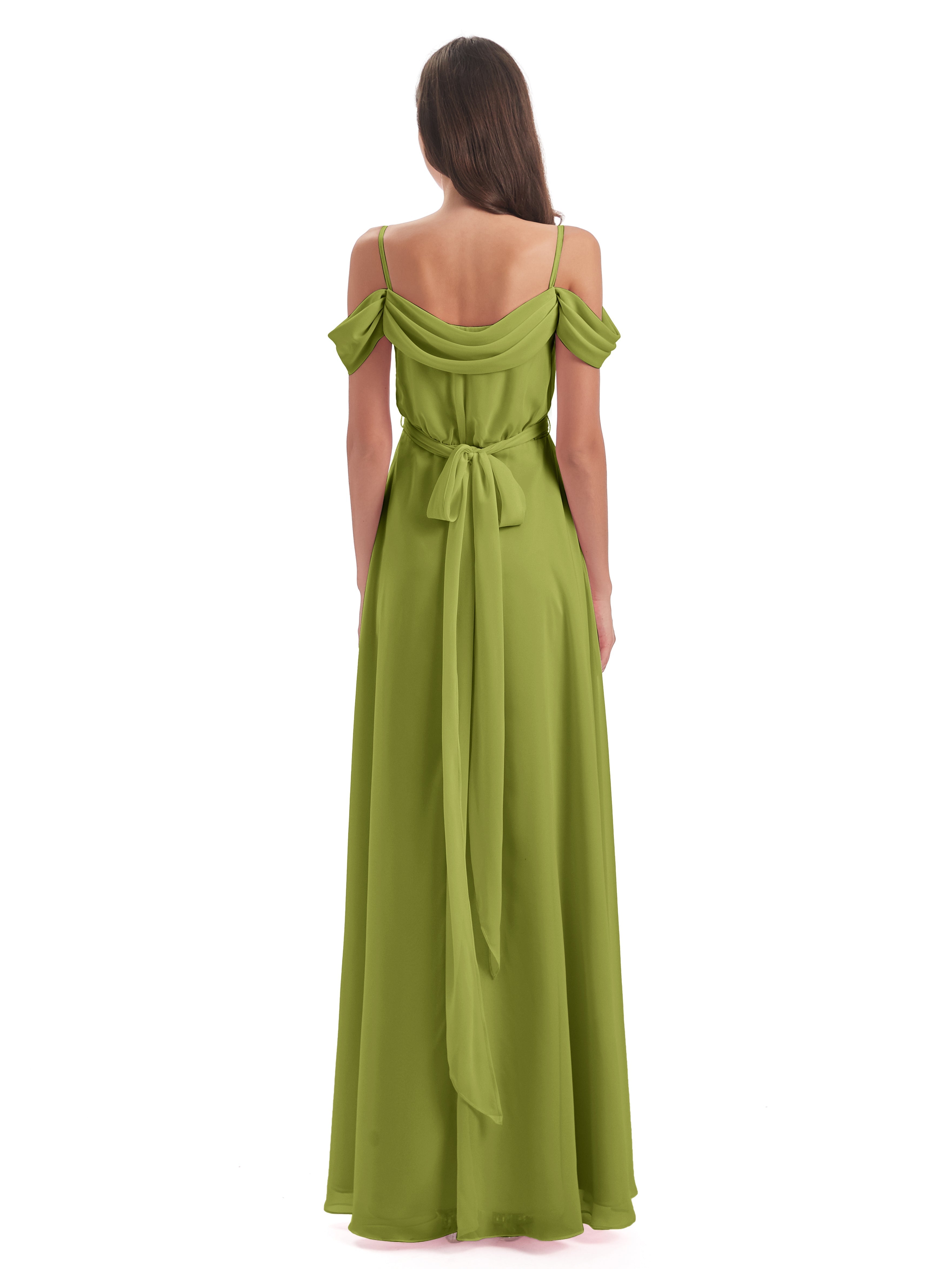 Robes De Demoiselle D'Honneur Trèfle Bretelles Spaghetti Fendue Plis Robes Demoiselle D'Honneur