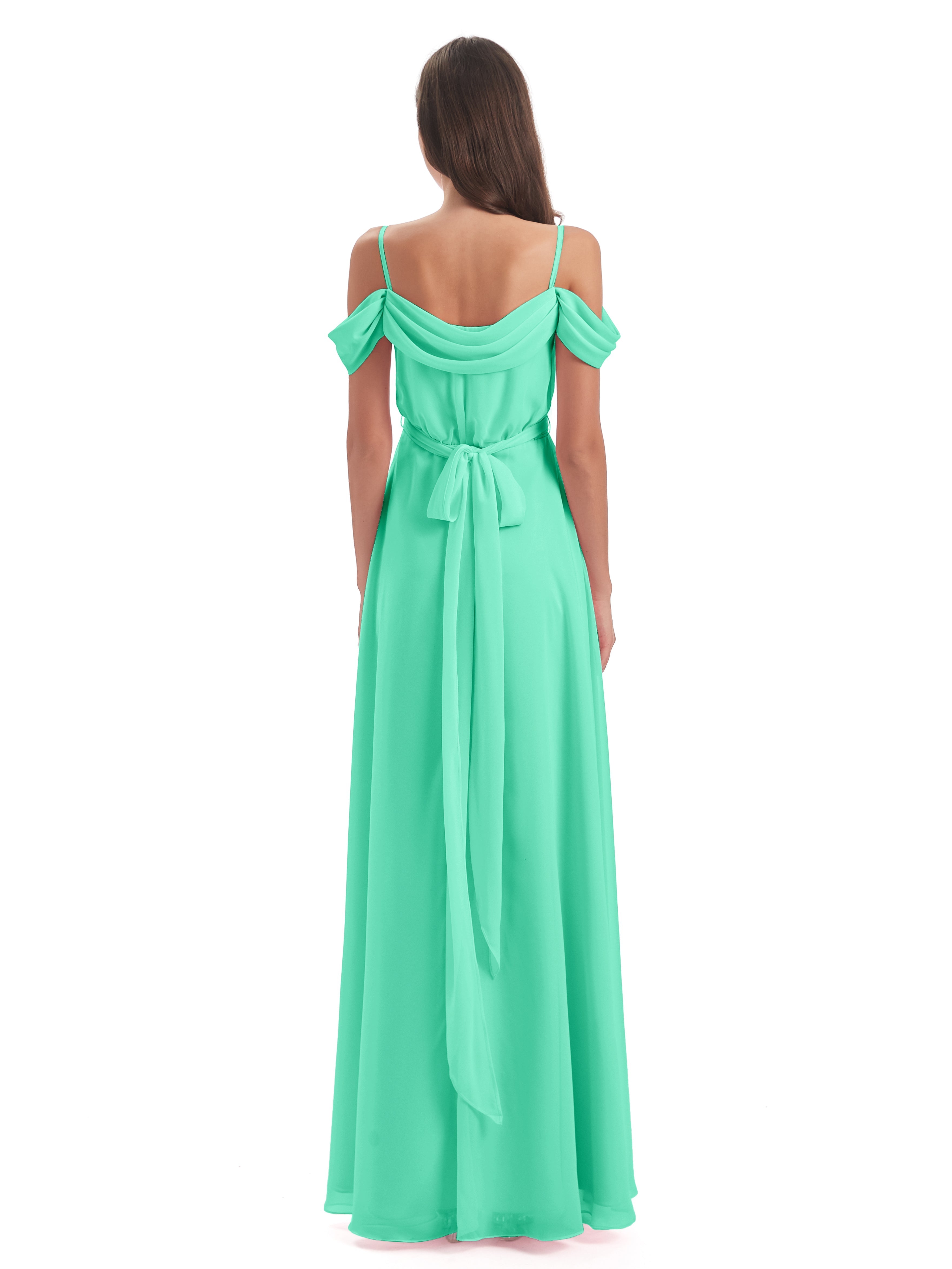 Robe Turquoise Demoiselle D Honneur Bretelles Spaghetti Fendue Plis Robes Demoiselle D'Honneur