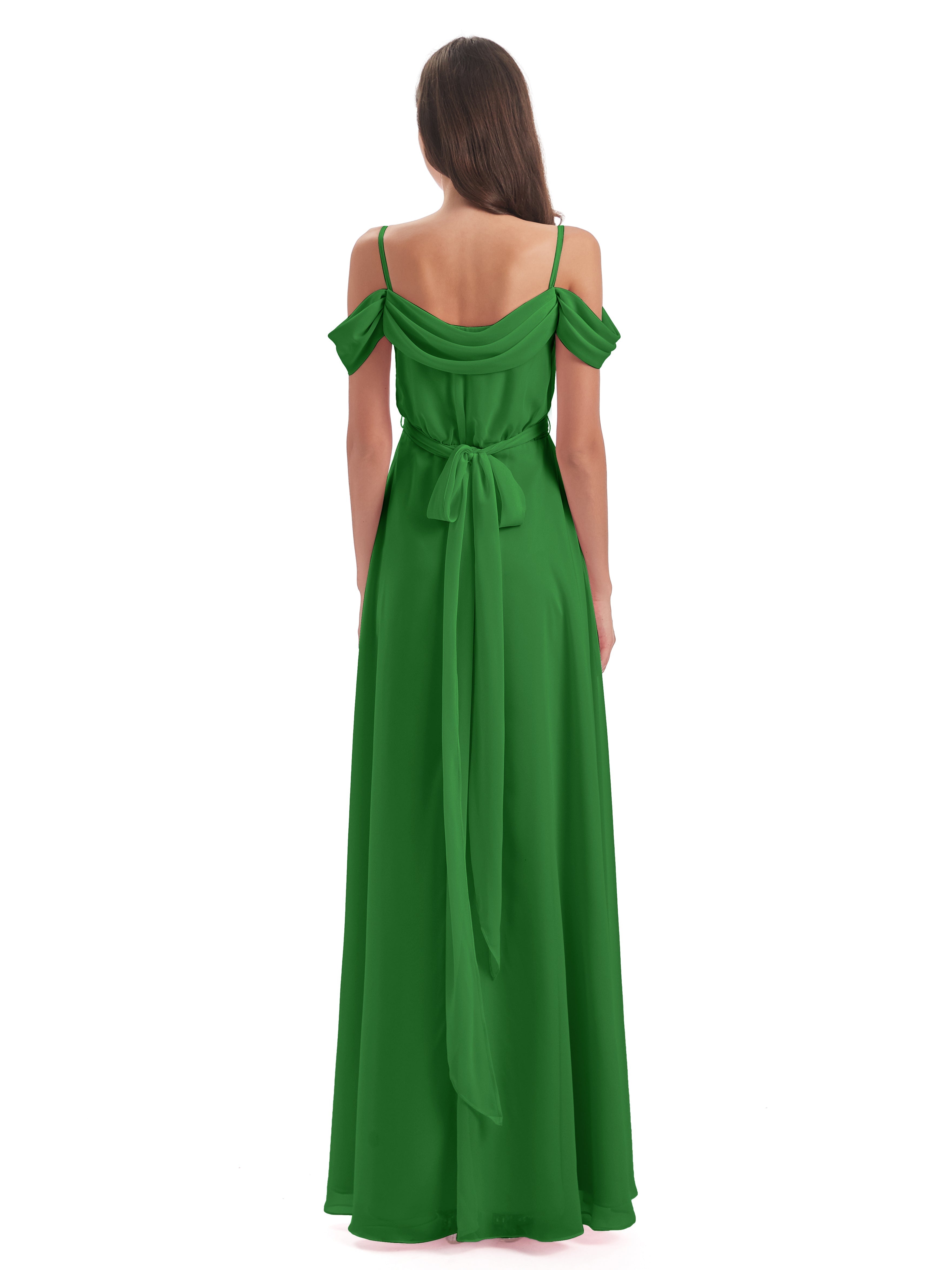 Robe Demoiselle D Honneur Verte Bretelles Spaghetti Fendue Plis Robes Demoiselle D'Honneur