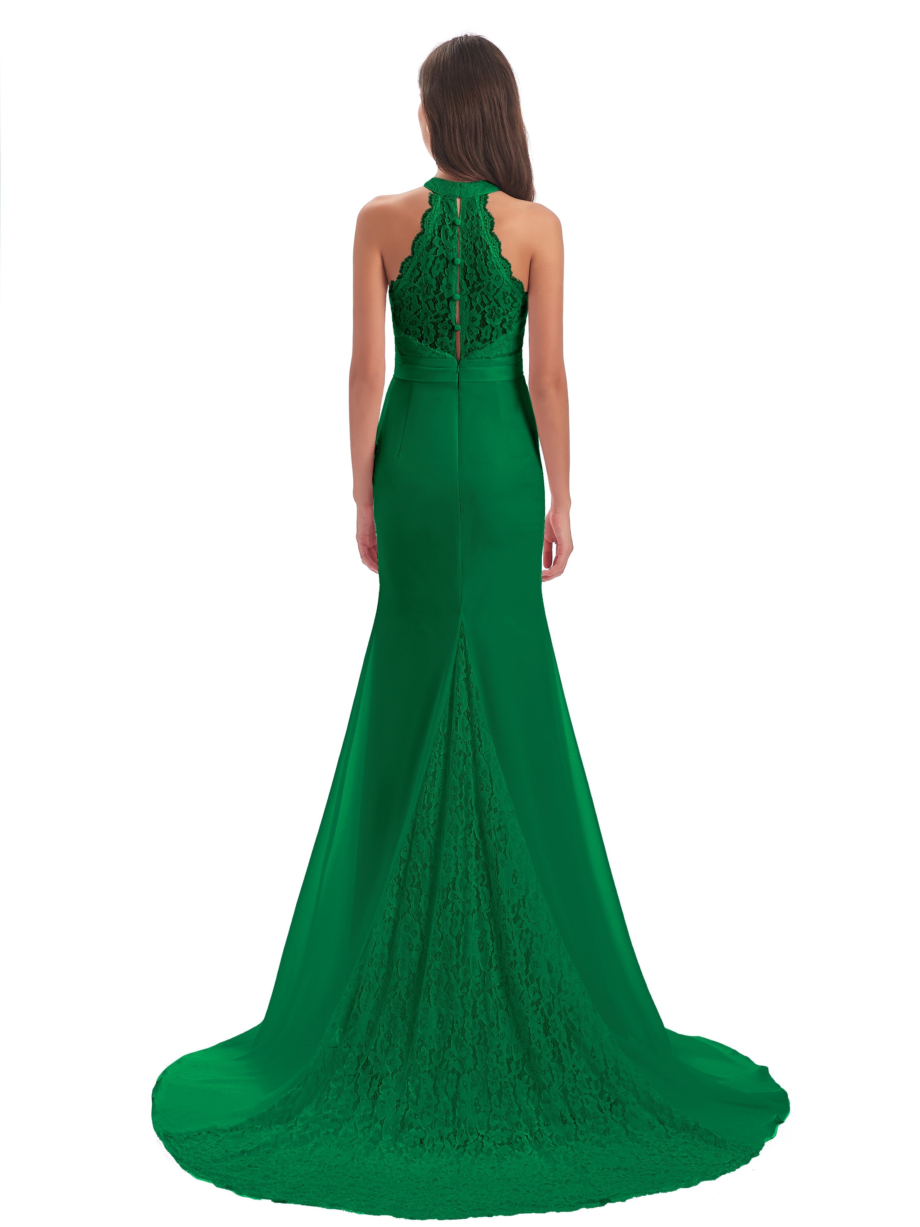 Wedding Party Robe Vert Emeraude Demoiselle D Honneur Dentelle/Mousseline Longue Robes Demoiselle D'Honneur