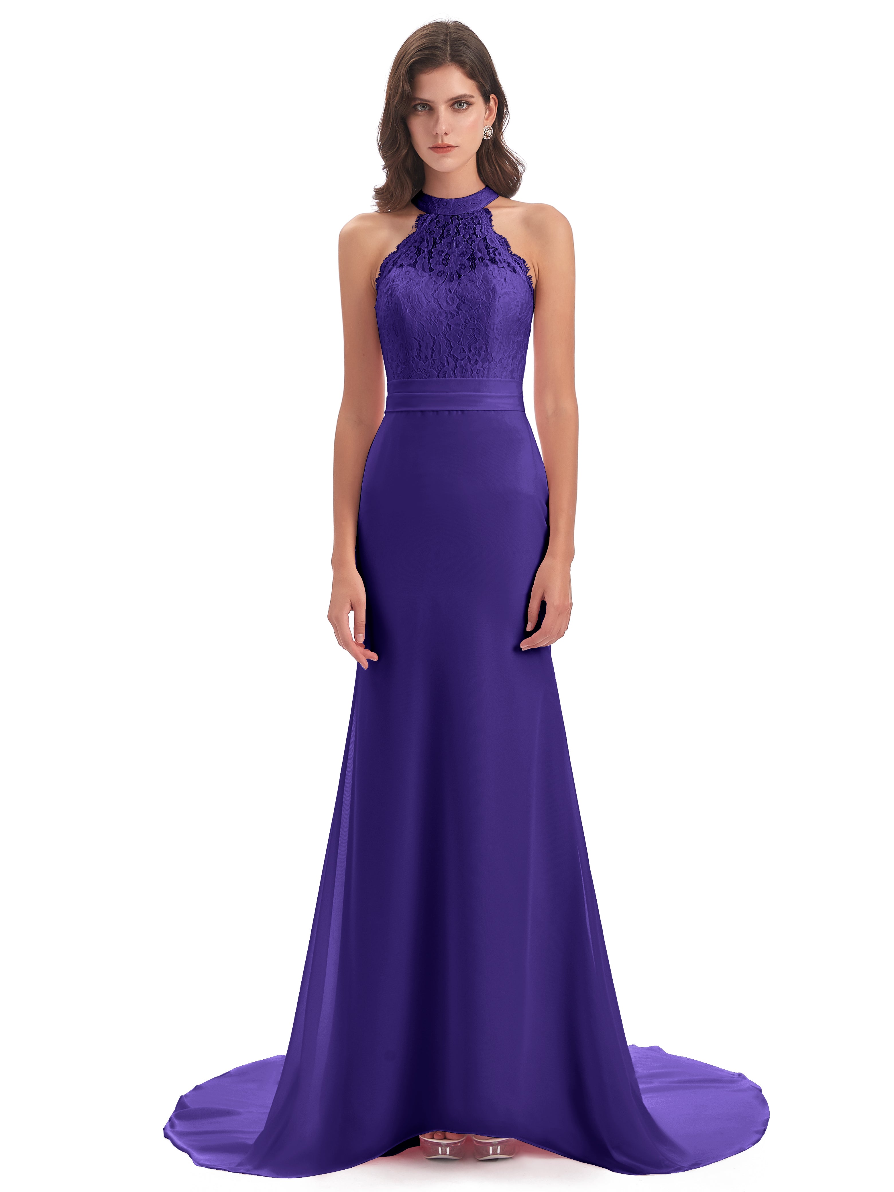 Robes De Demoiselle D'Honneur En Régence Dentelle/Mousseline Longue Robes Demoiselle D'Honneur