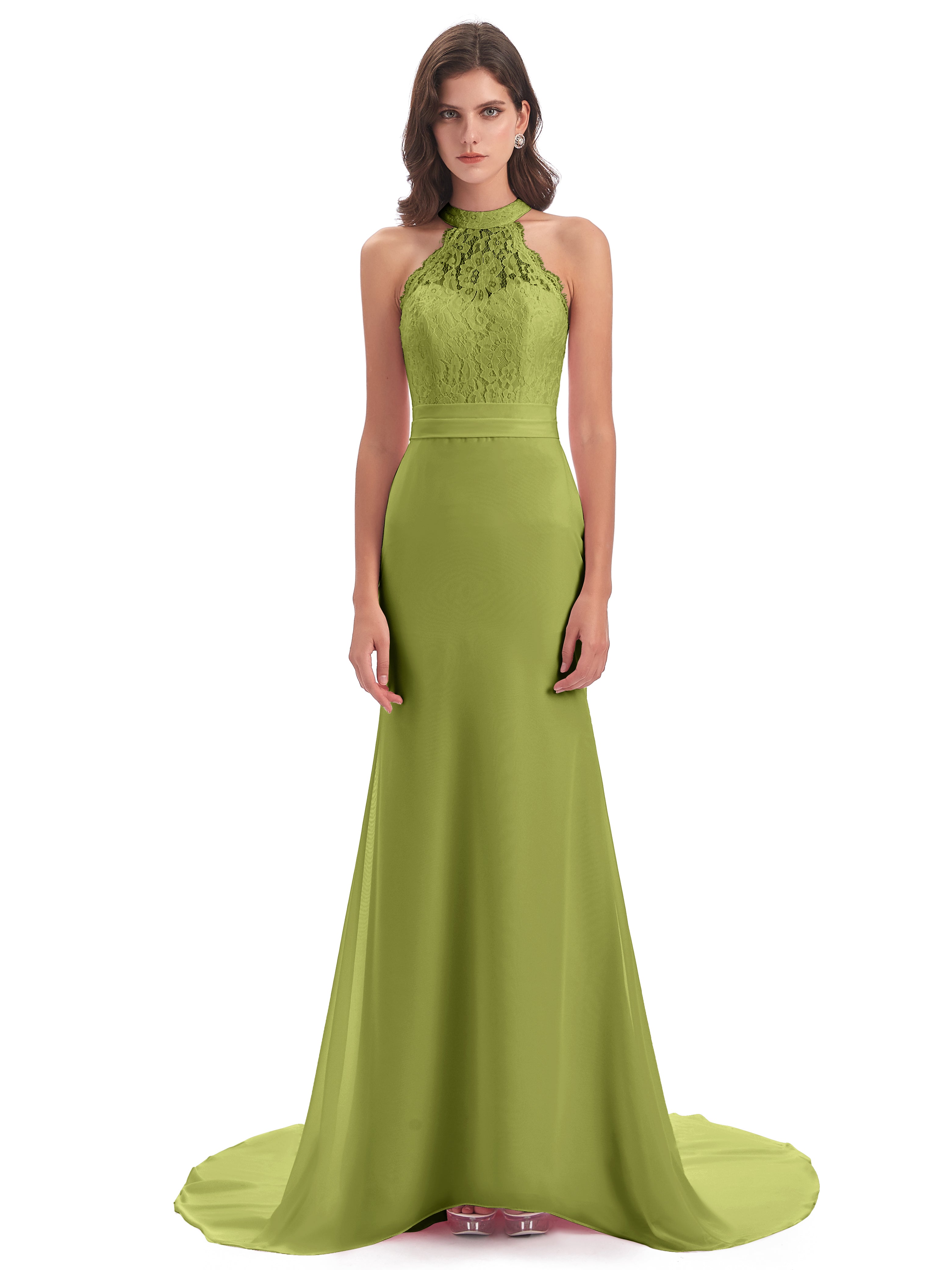 Robes De Demoiselle D'Honneur Trèfle Dentelle/Mousseline Longue Robes Demoiselle D'Honneur