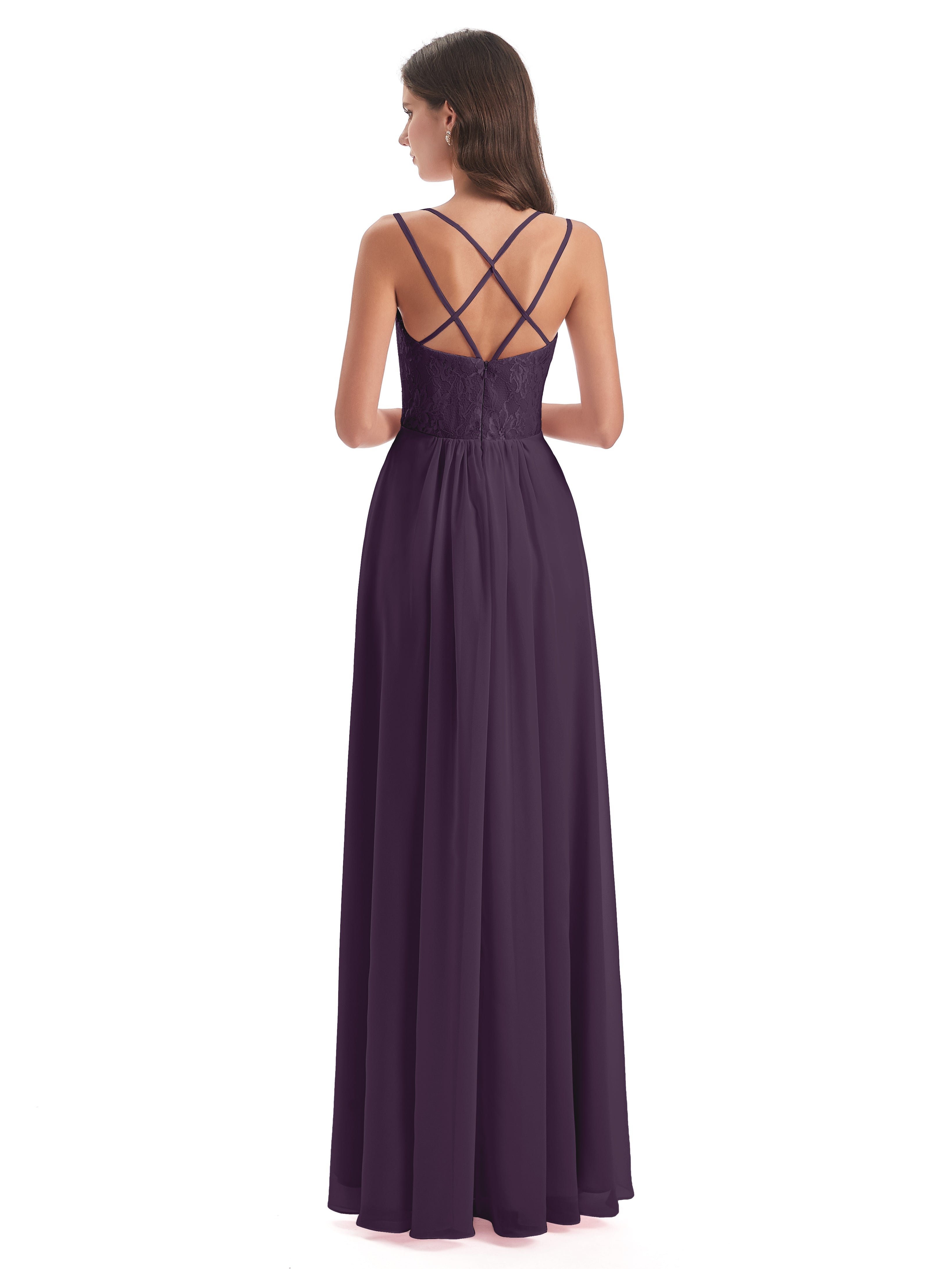 Robe De Demoiselle D'Honneur En Plum Trapèze Bretelles Spaghetti Fendue Robes Demoiselle D'Honneur