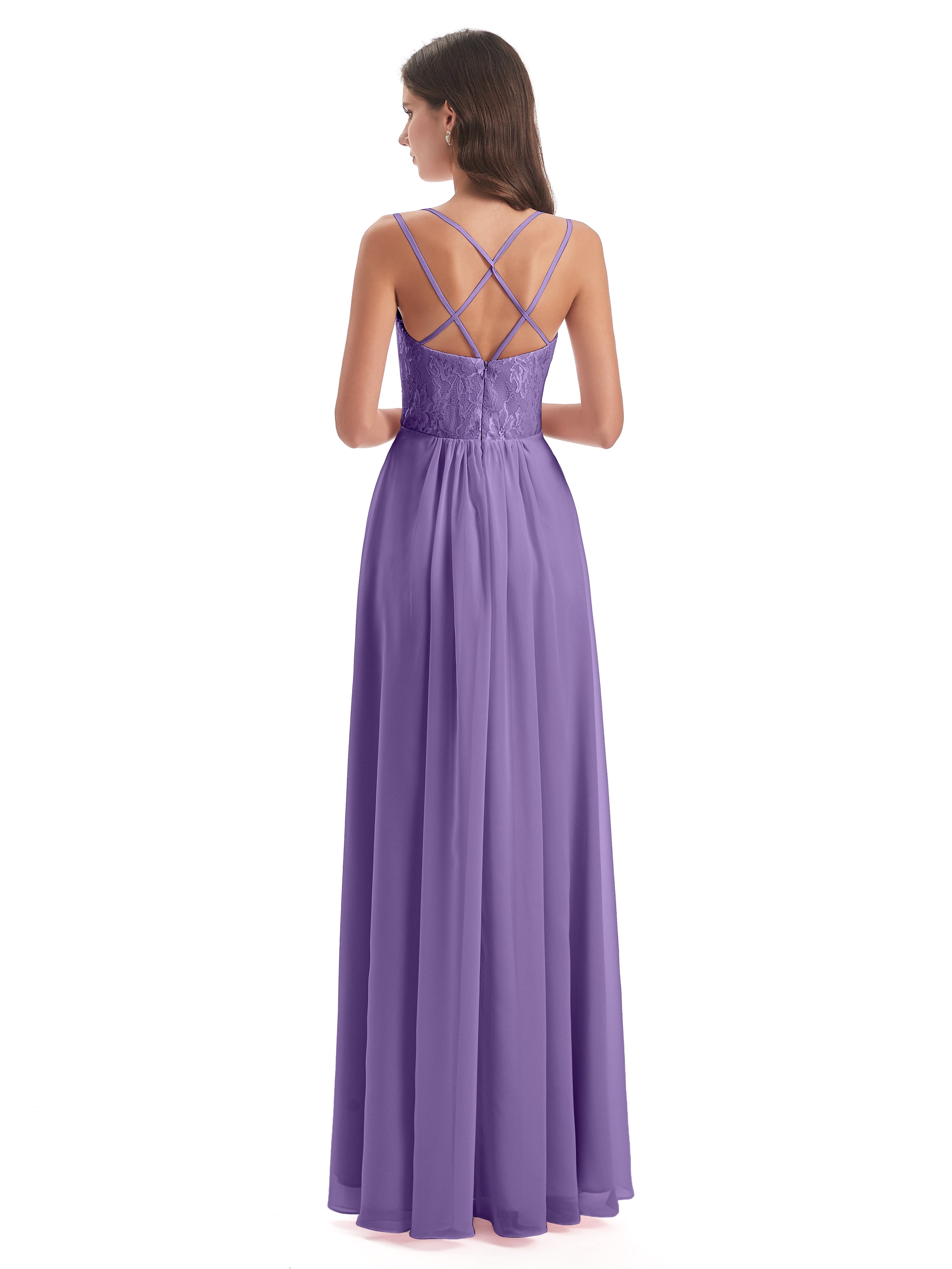 Robes De Demoiselle D'Honneur Tahiti Trapèze Bretelles Spaghetti Fendue Robes Demoiselle D'Honneur