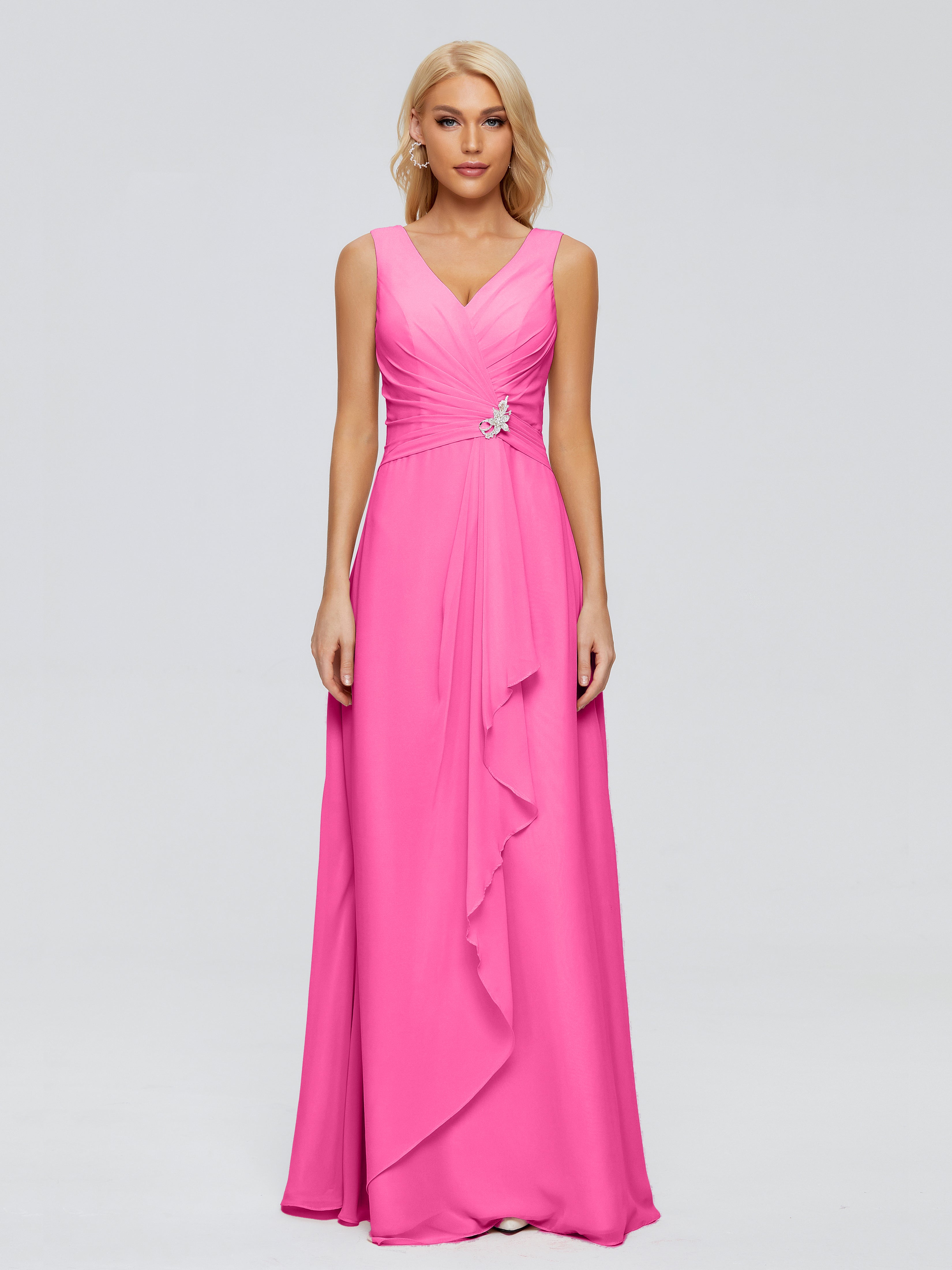 Robe Demoiselle D Honneur Azalée Fourreau Col V Sans Manche Mousseline Robes Demoiselle D'Honneur