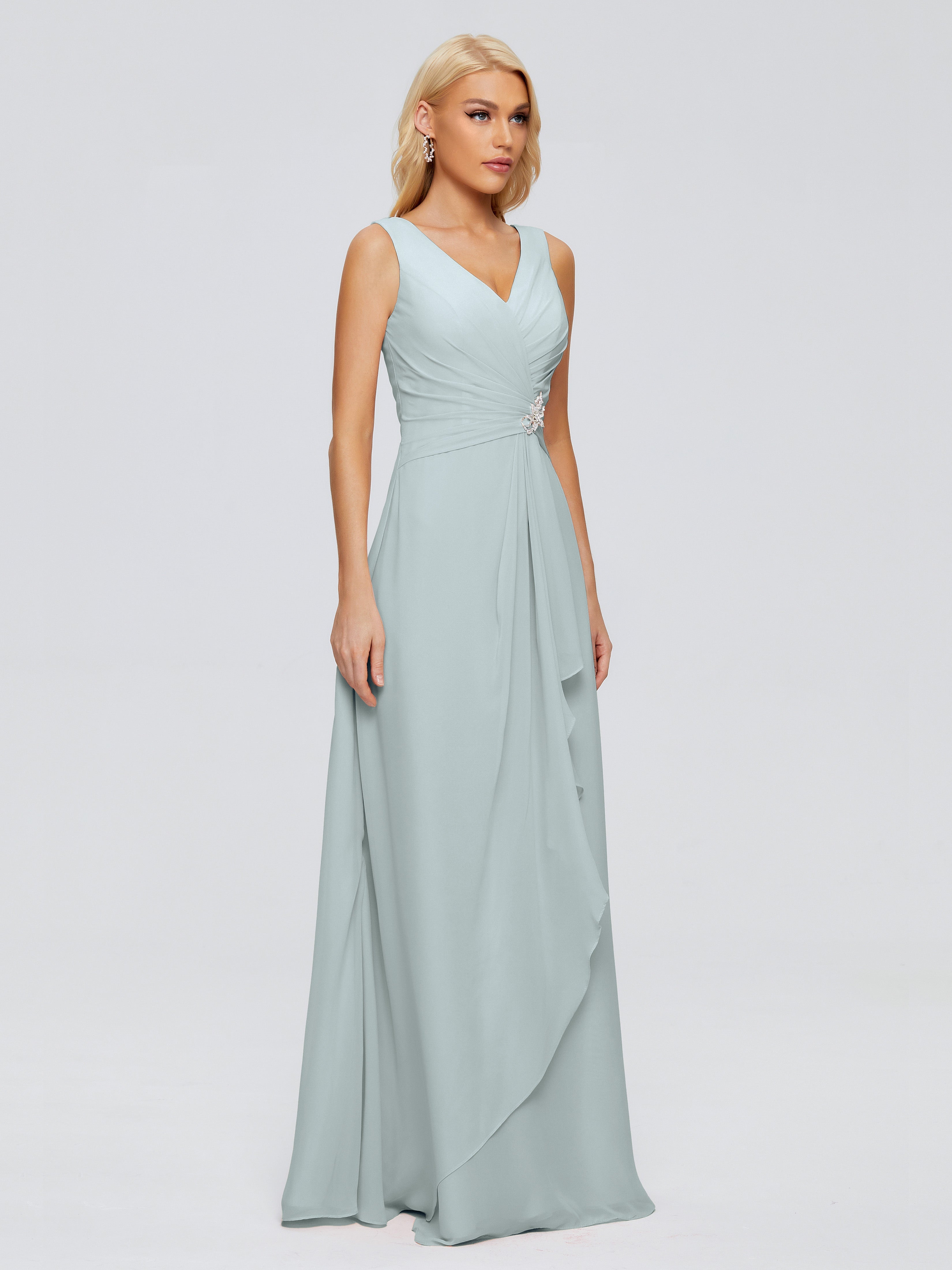 Robe Demoiselle D Honneur Celadon Mancherons Dos Ouvert Mousseline Robes Demoiselle D'Honneur