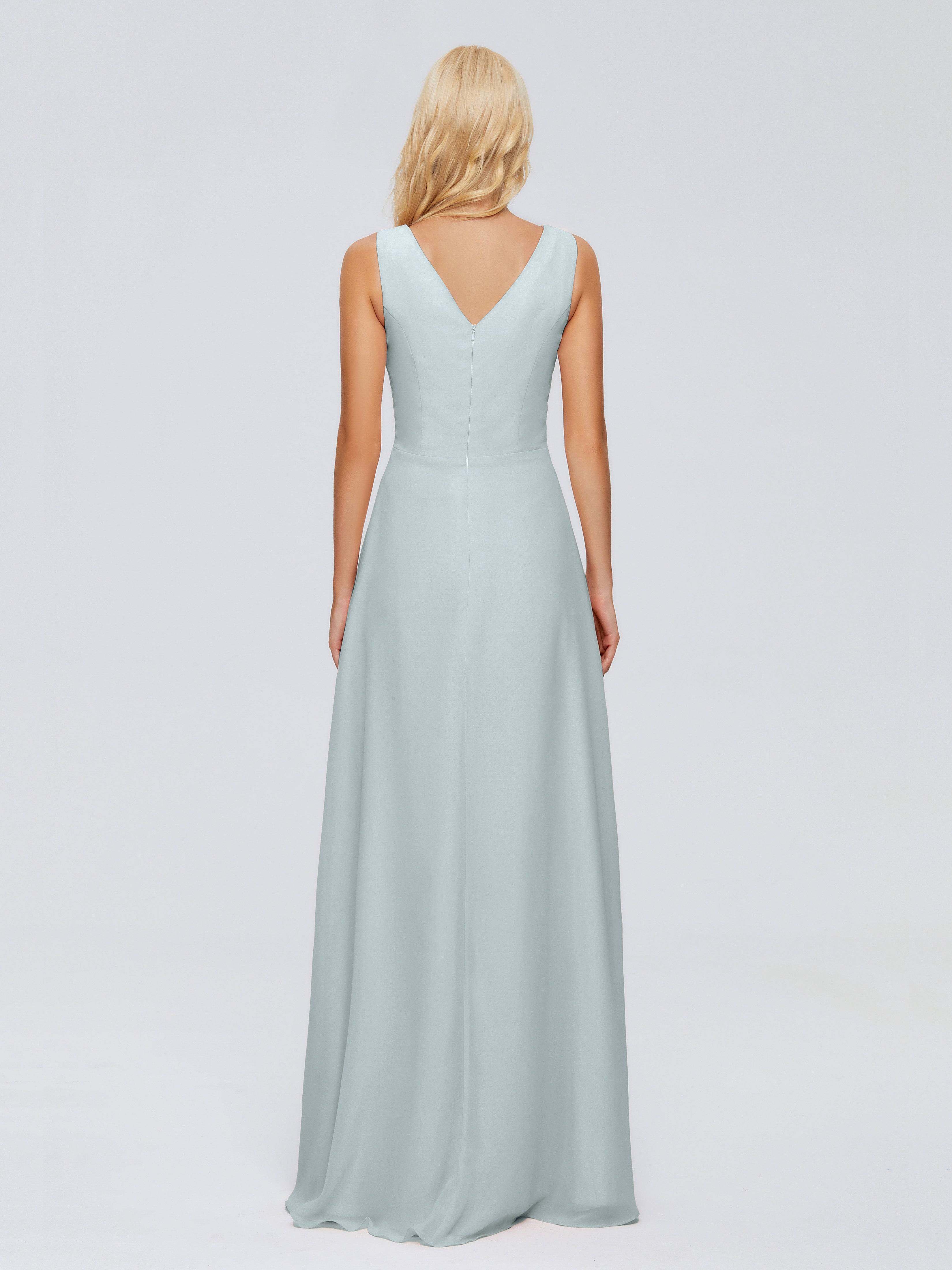 Robe Demoiselle D Honneur Celadon Mancherons Dos Ouvert Mousseline Robes Demoiselle D'Honneur