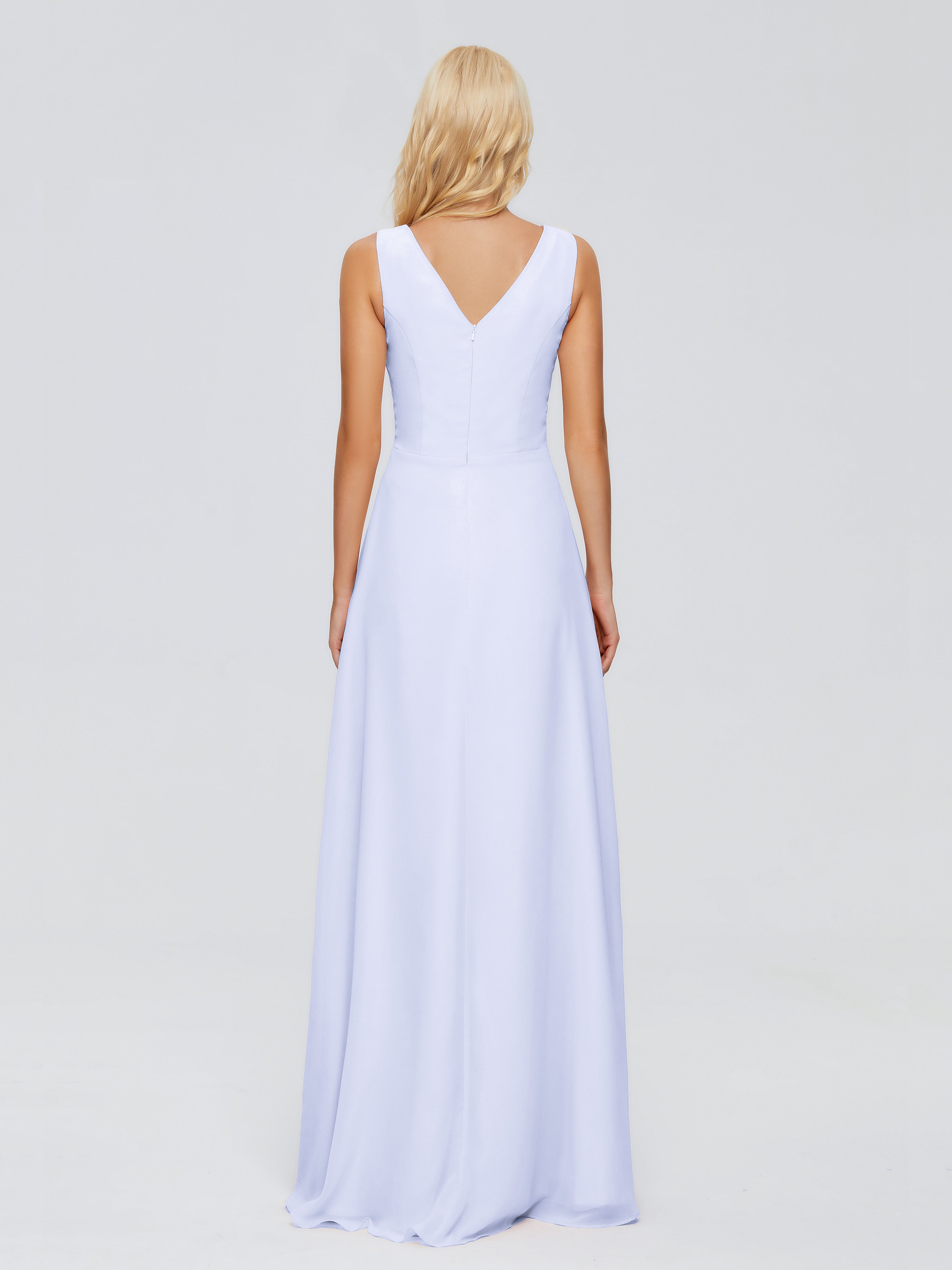 Robe Lavande Demoiselle D Honneur Fourreau Col V Sans Manche Mousseline Robes Demoiselle D'Honneur