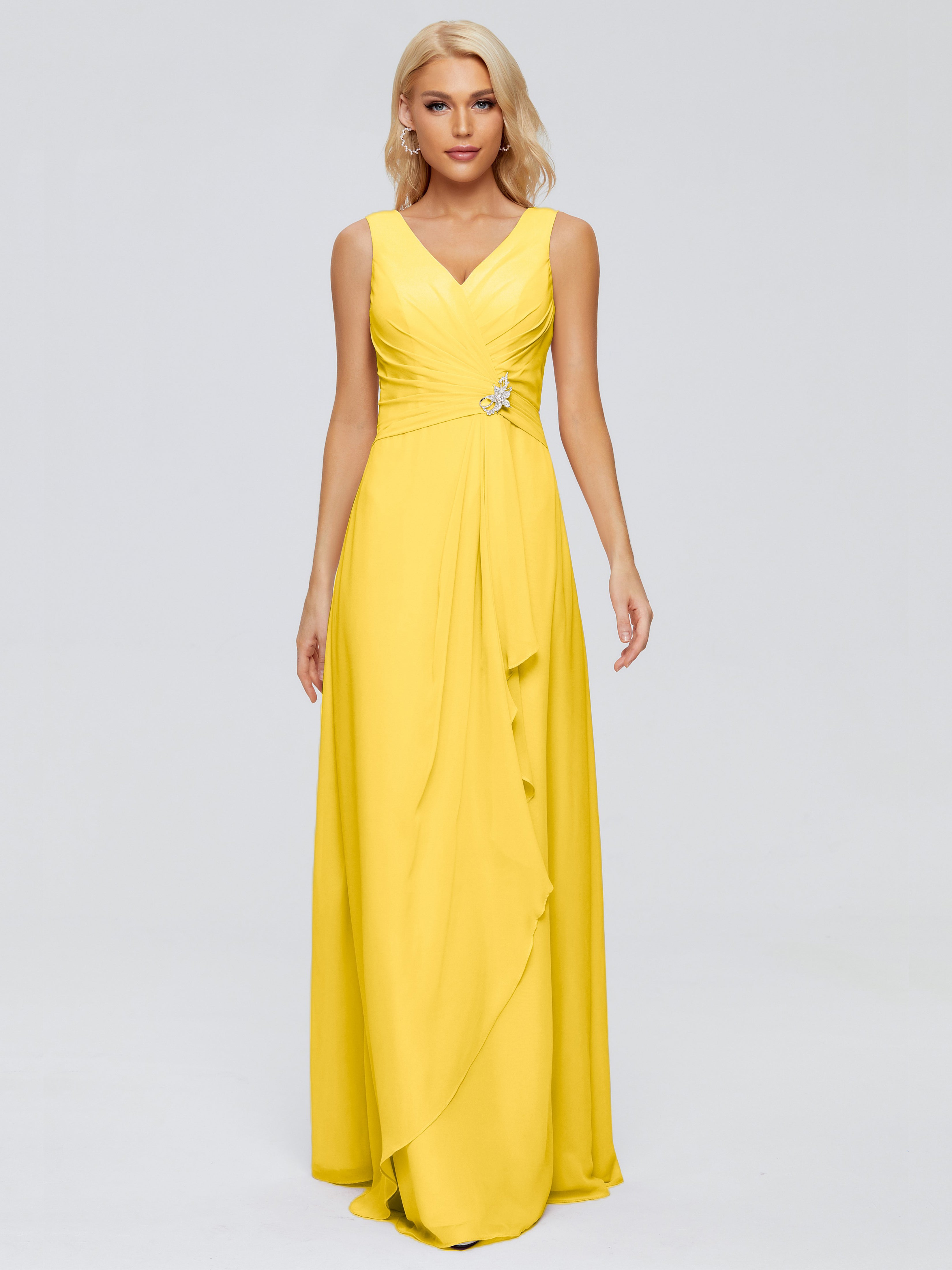 Robe De Demoiselle D'Honneur Souci Fourreau Col V Sans Manche Mousseline Robes Demoiselle D'Honneur