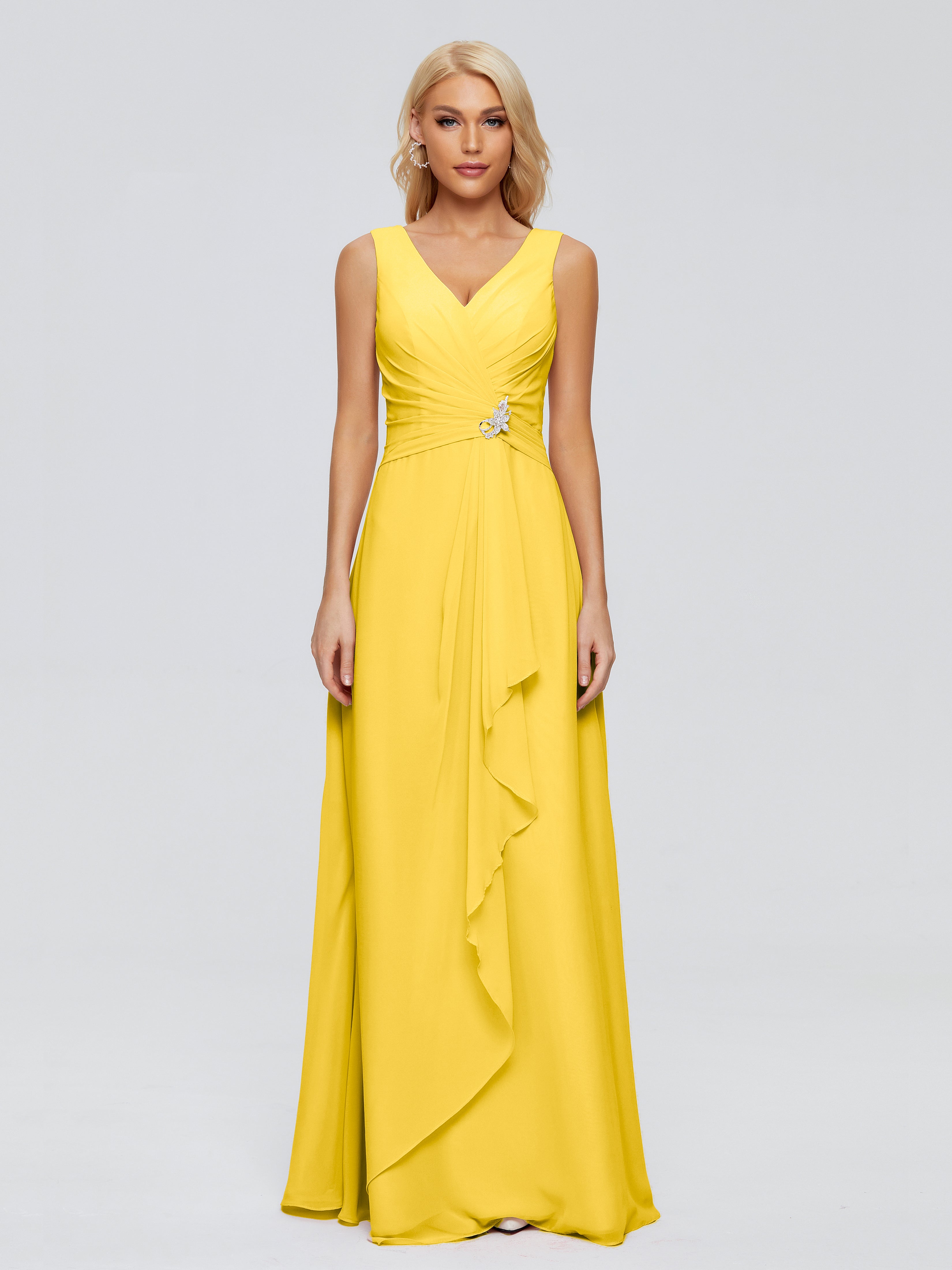 Robe De Demoiselle D'Honneur Souci Fourreau Col V Sans Manche Mousseline Robes Demoiselle D'Honneur