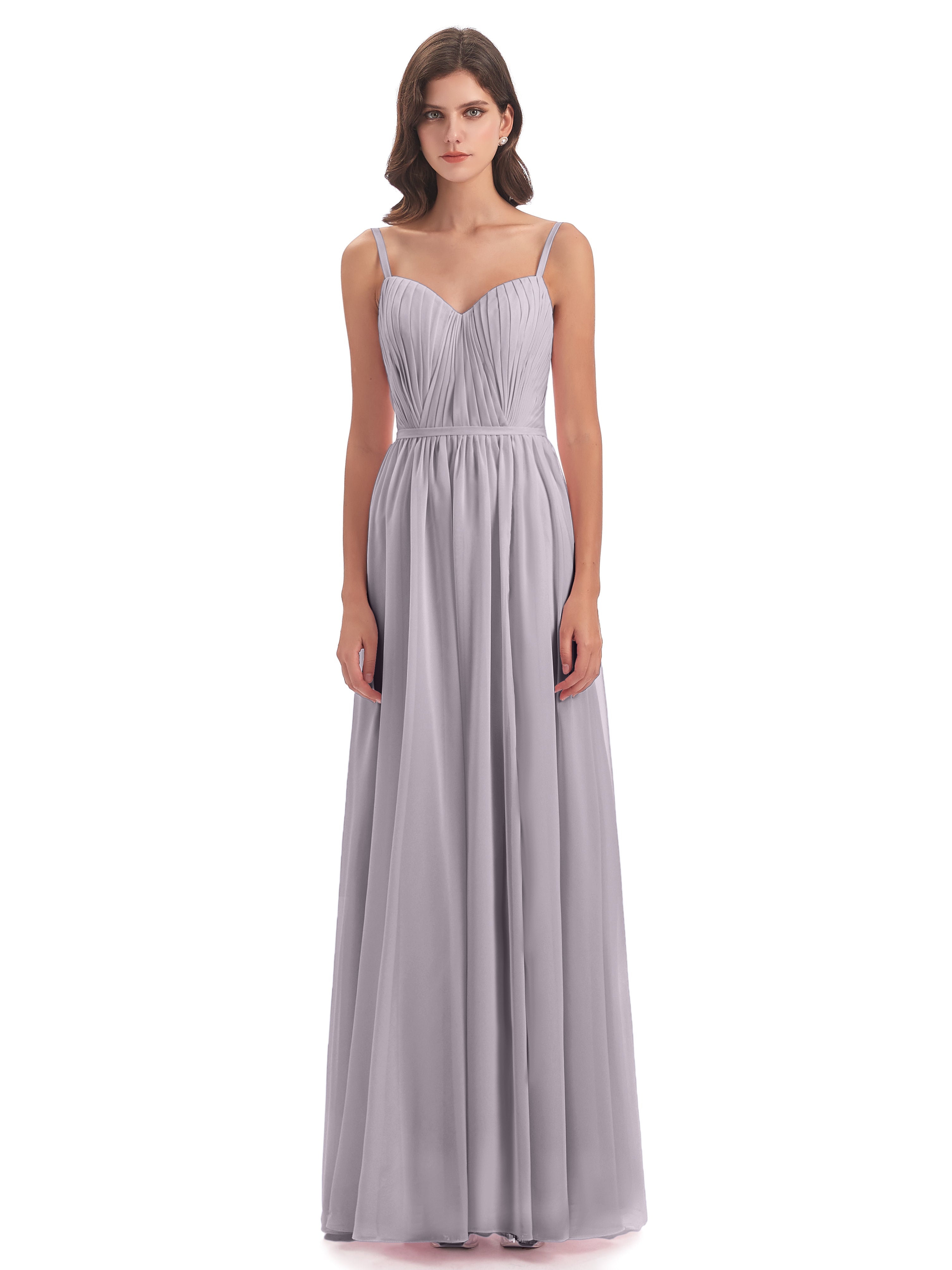 Robes De Demoiselle D'Honneur Couleur Crépuscule Bretelles Spaghetti Fendue Devant Robes Demoiselle D'Honneur