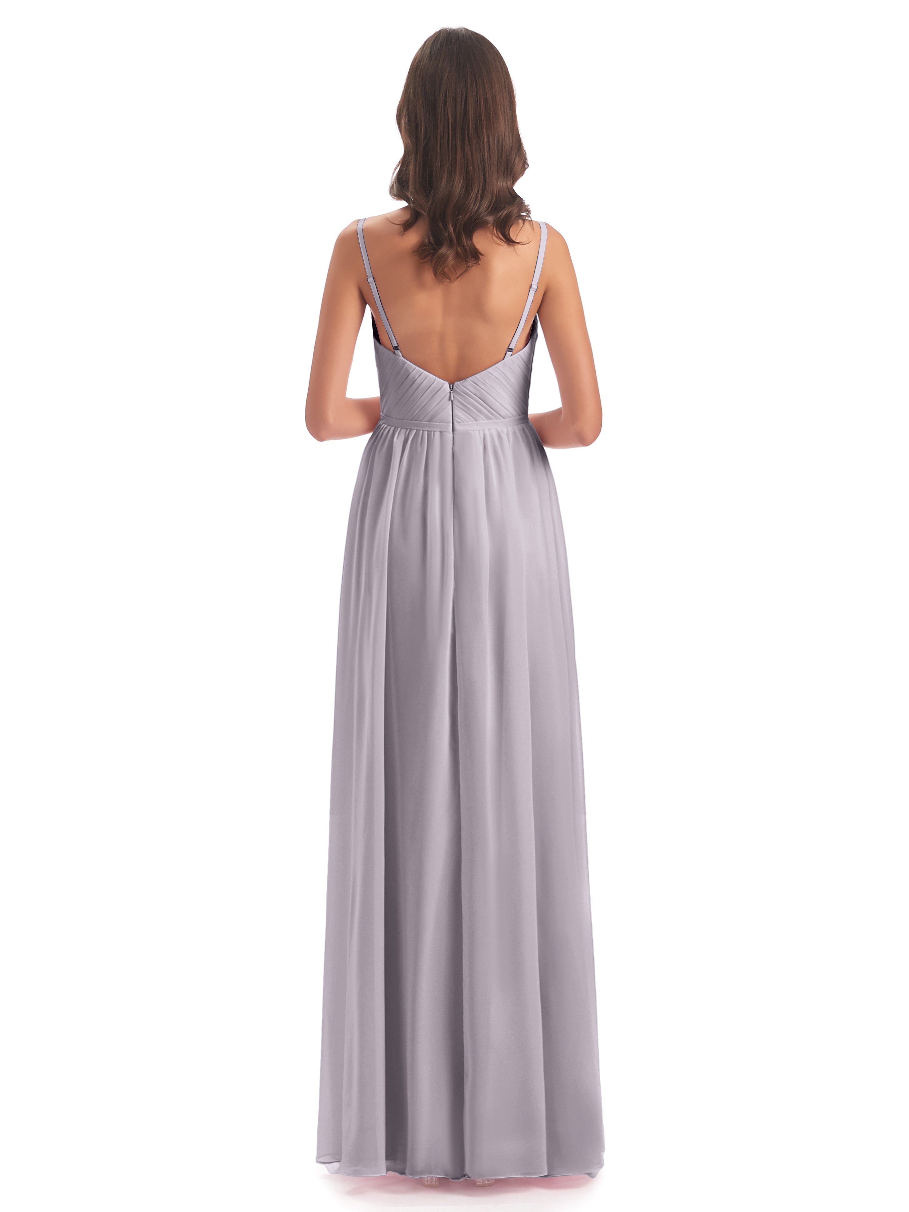 Robes De Demoiselle D'Honneur Couleur Crépuscule Bretelles Spaghetti Fendue Devant Robes Demoiselle D'Honneur