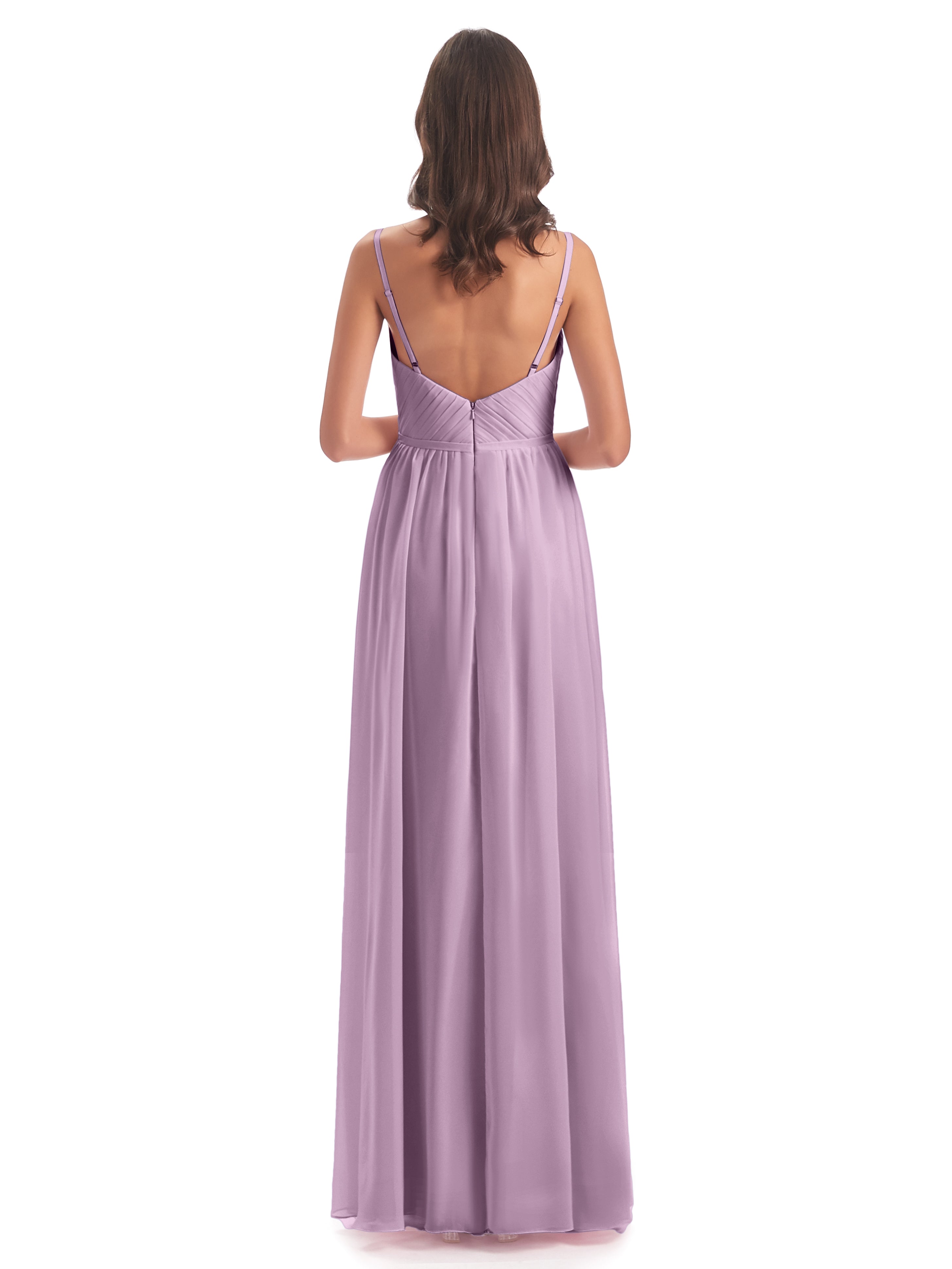 Robes De Demoiselle D'Honneur Glycine Bretelles Spaghetti Fendue Devant Robes Demoiselle D'Honneur