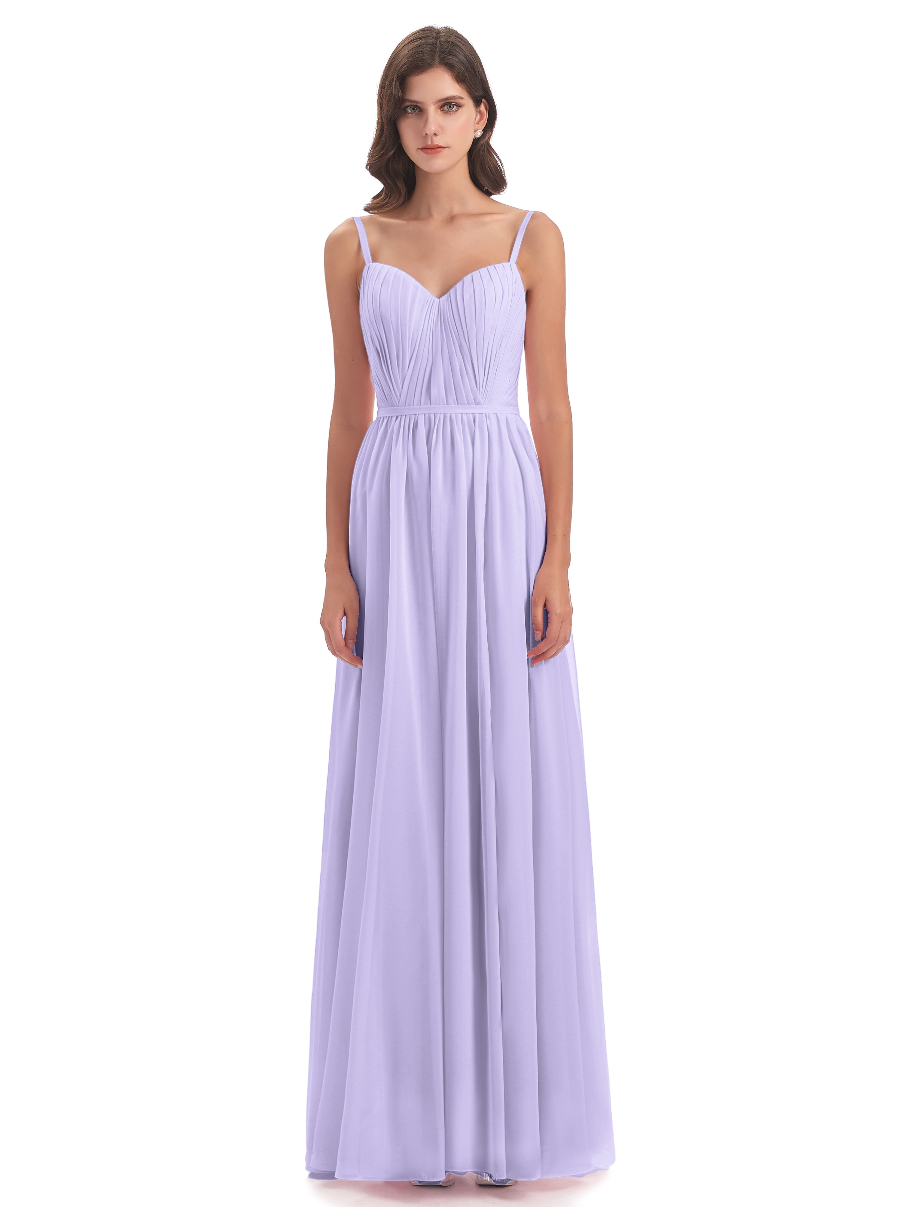 Robe Demoiselle D Honneur Lilas Bretelles Spaghetti Fendue Devant Robes Demoiselle D'Honneur