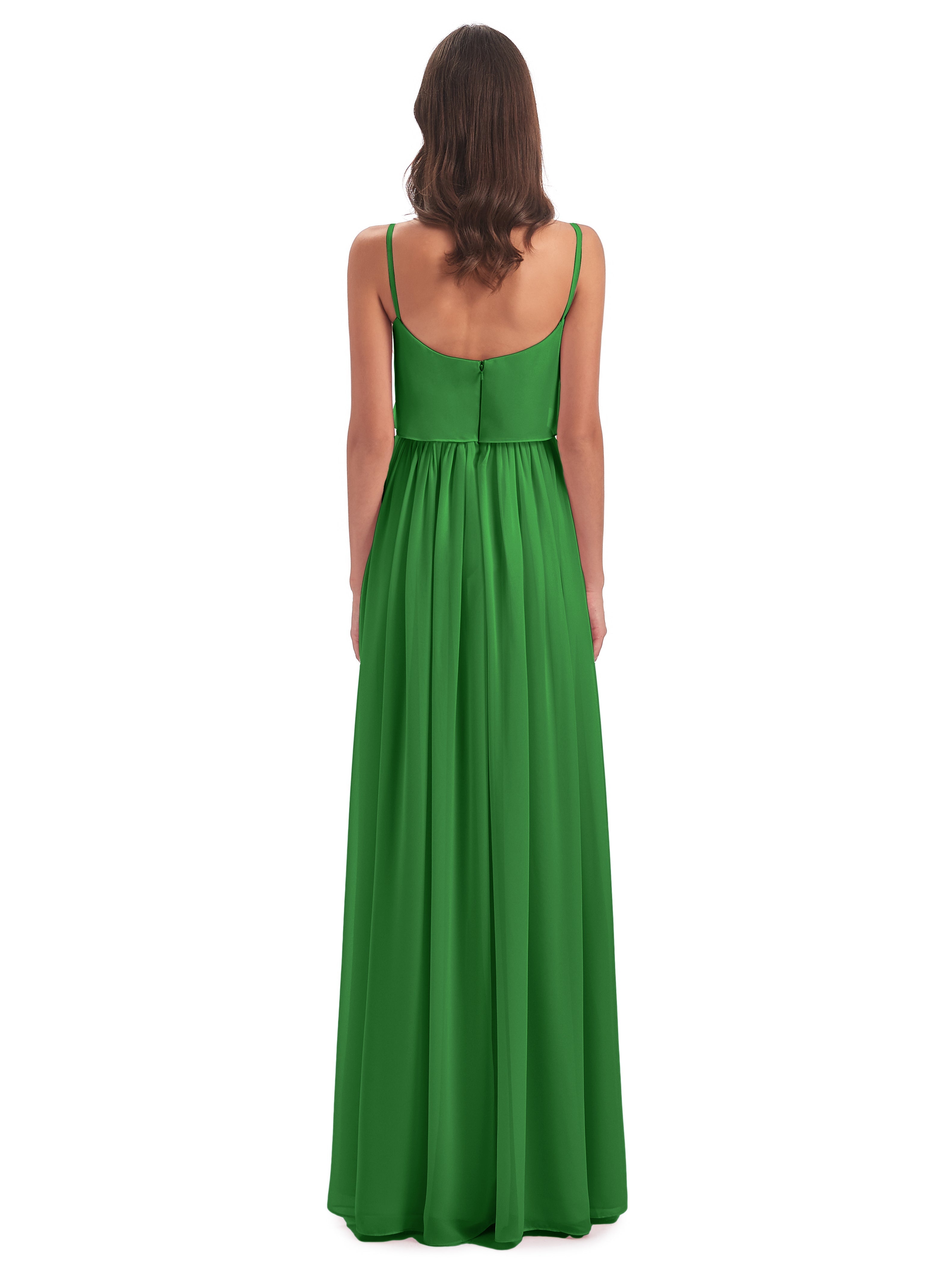 Robe Longue Verte Demoiselle D Honneur Bretelles Spaghetti Mousseline Longue Robes Demoiselle D'Honneur