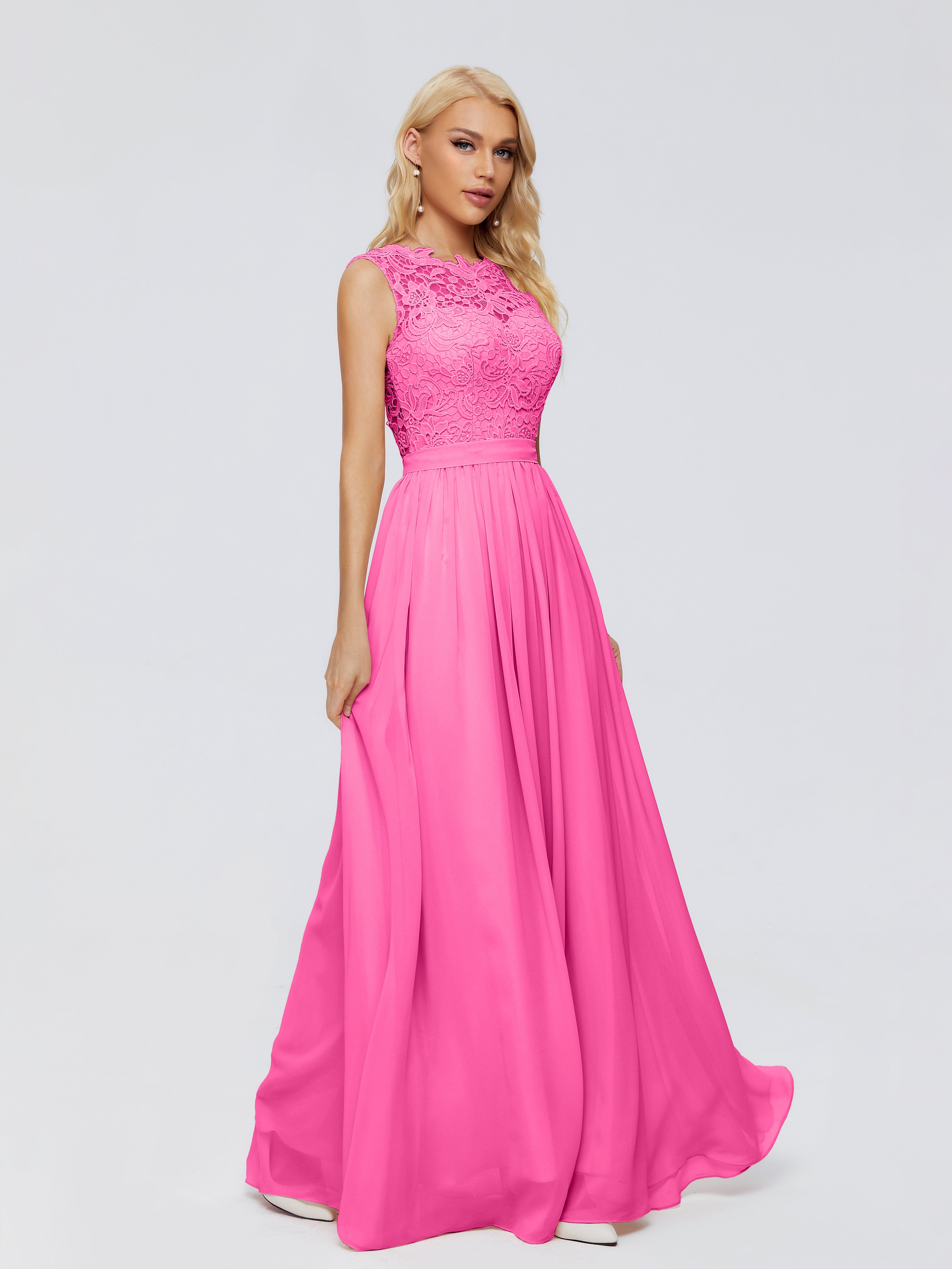 Robe Demoiselle D Honneur Azalée Trapèze Bateau Mousseline Robes Demoiselle D'Honneur