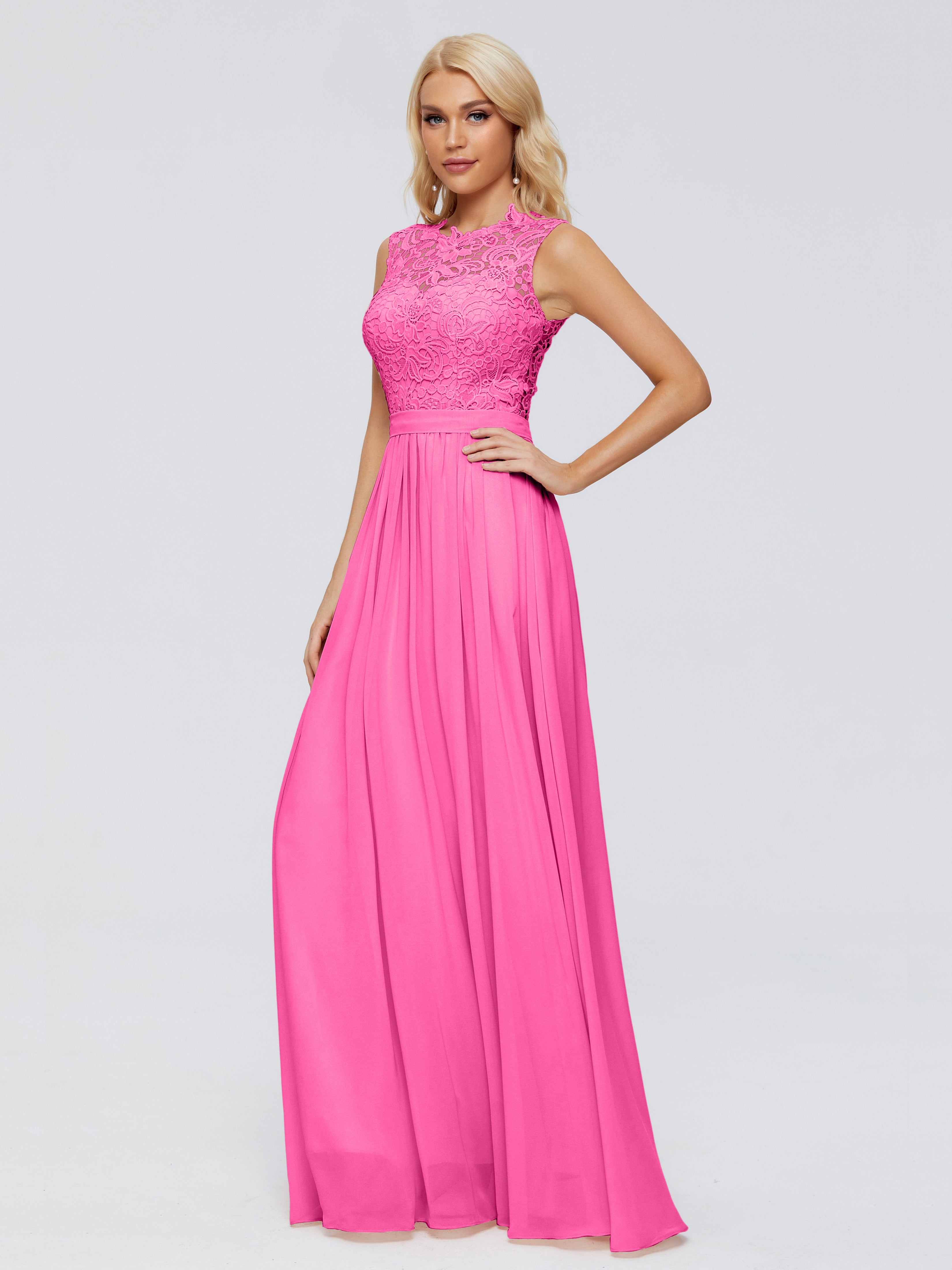 Robe Demoiselle D Honneur Azalée Trapèze Bateau Mousseline Robes Demoiselle D'Honneur