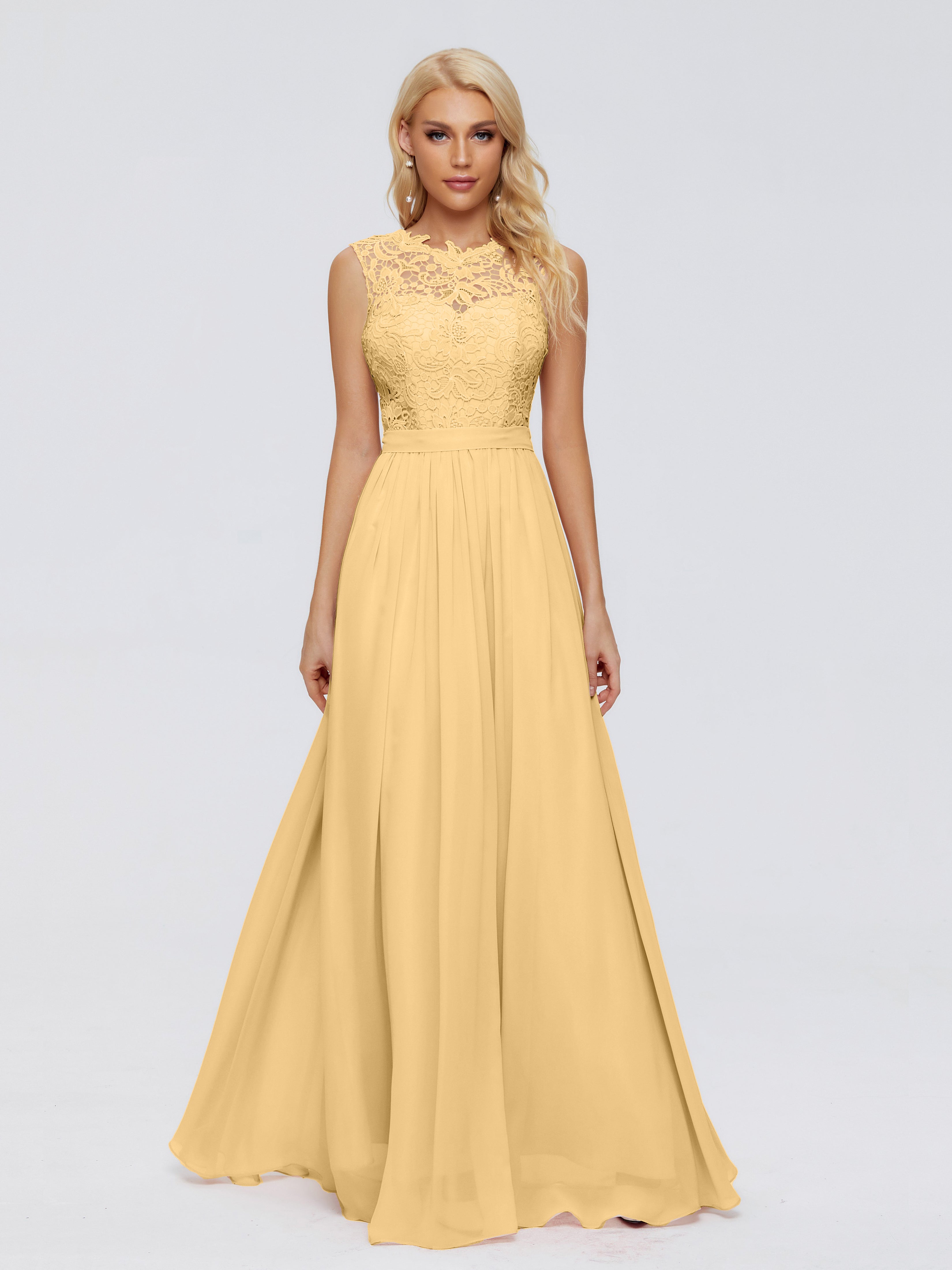 Robe De Demoiselle D Honneur Or Trapèze Bateau Mousseline Robes Demoiselle D'Honneur