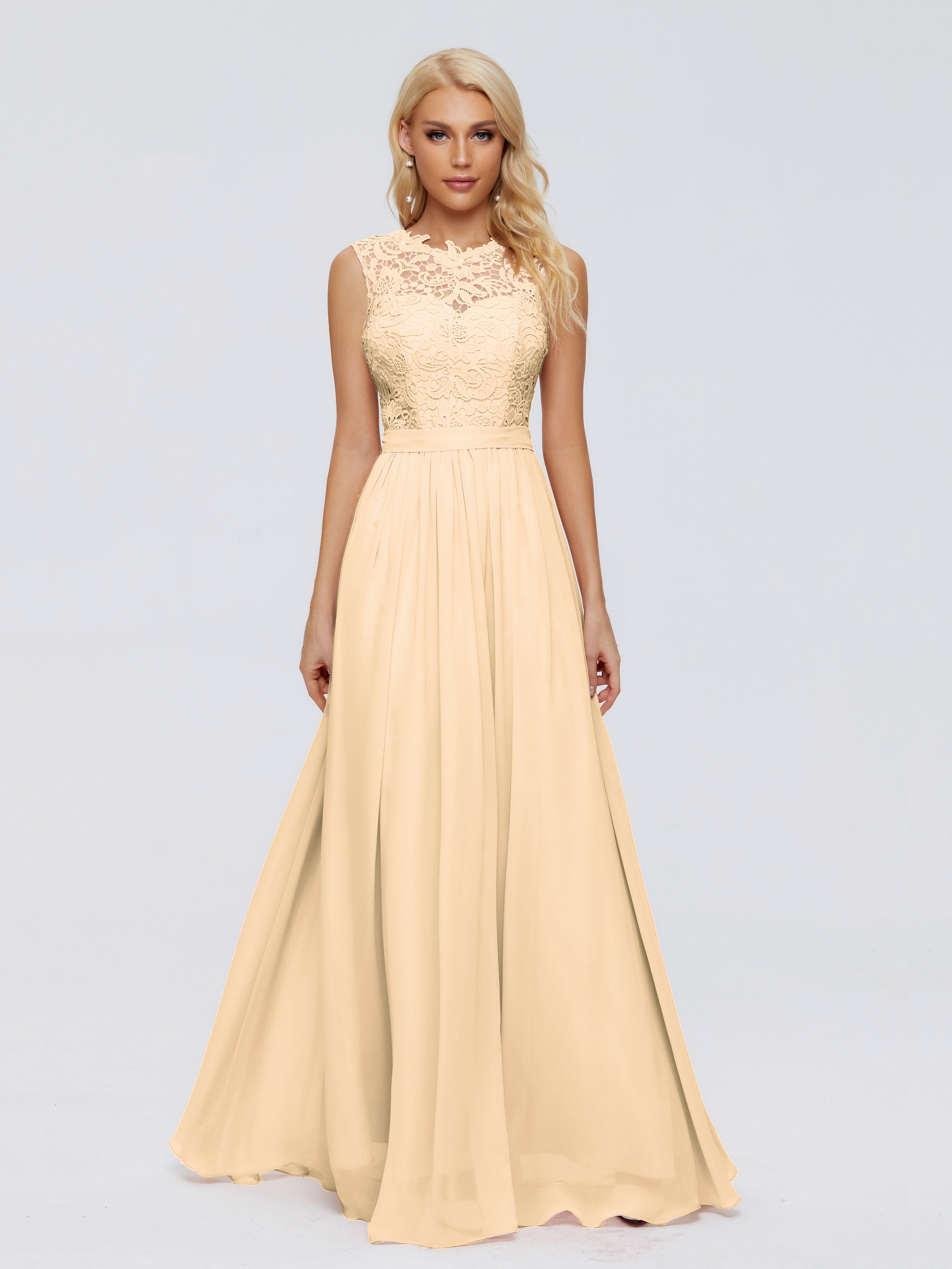 Robe Demoiselle D Honneur Rose Peche Trapèze Bateau Mousseline Robes Demoiselle D'Honneur