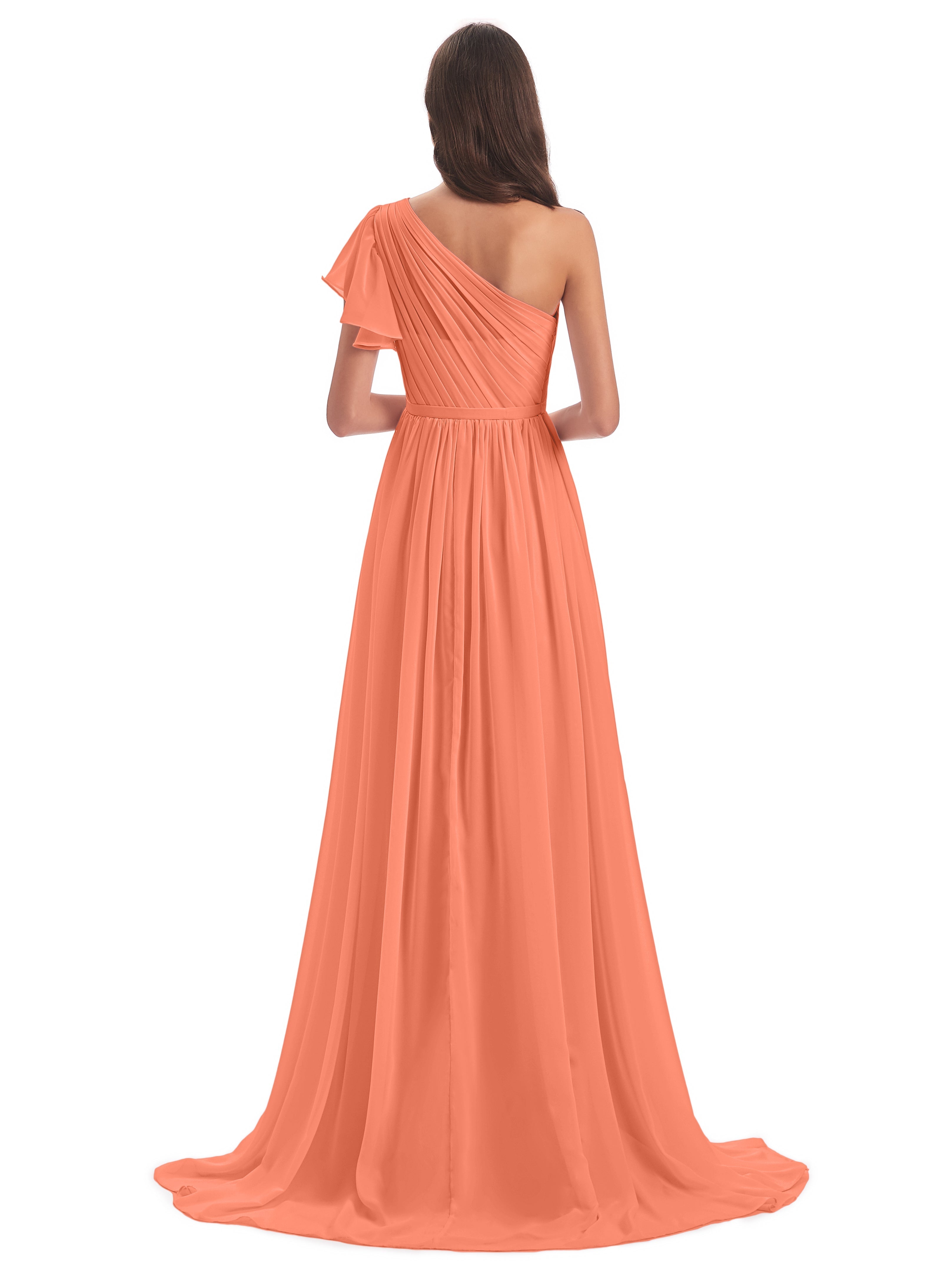 Robes De Demoiselle D'Honneur Coucher De Soleil Balayage/Pinceau Traîne Seule-Épaule Robes Demoiselle D'Honneur