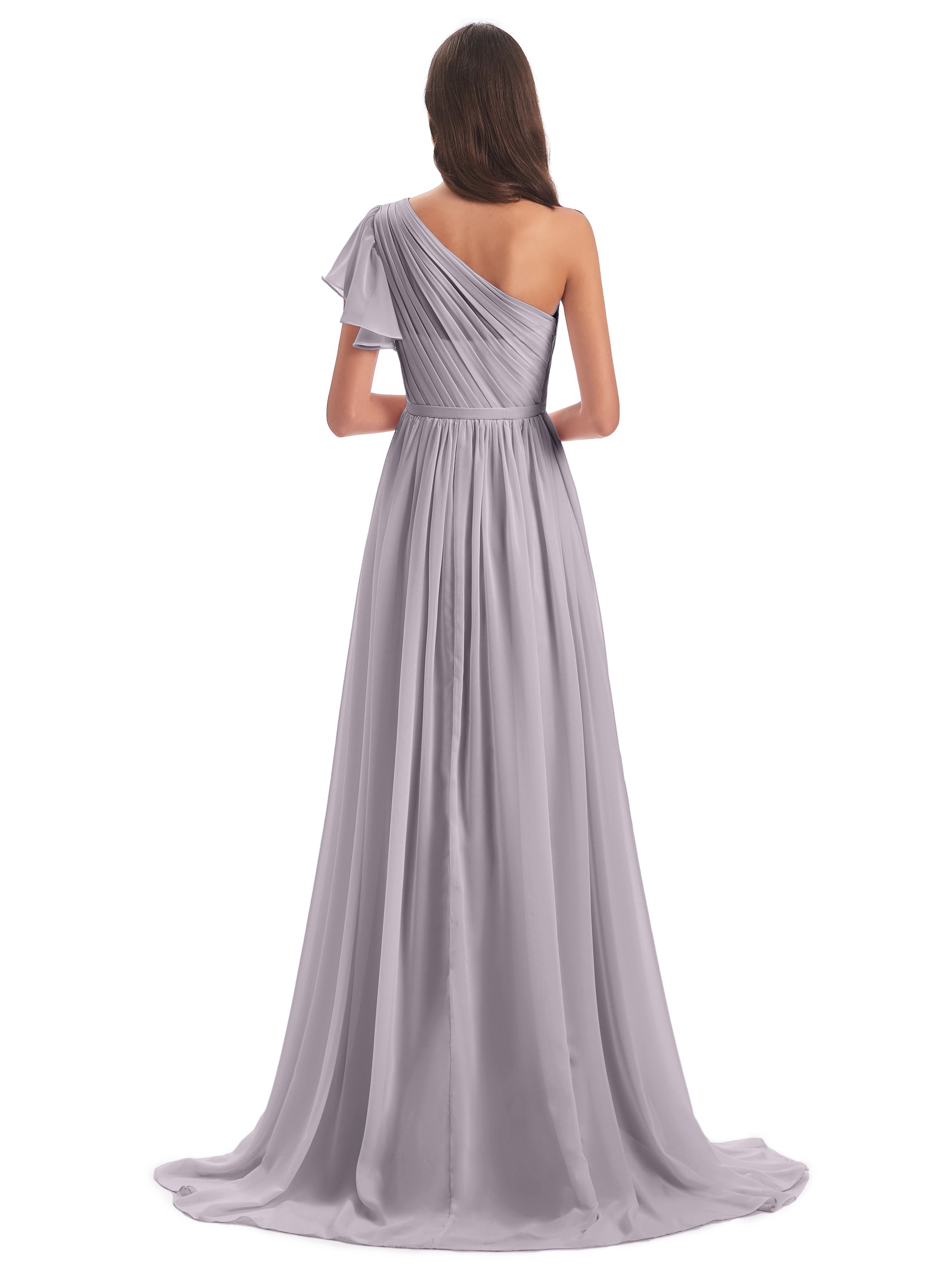 Robes De Demoiselle D'Honneur Couleur Crépuscule Balayage/Pinceau Traîne Seule-Épaule Robes Demoiselle D'Honneur