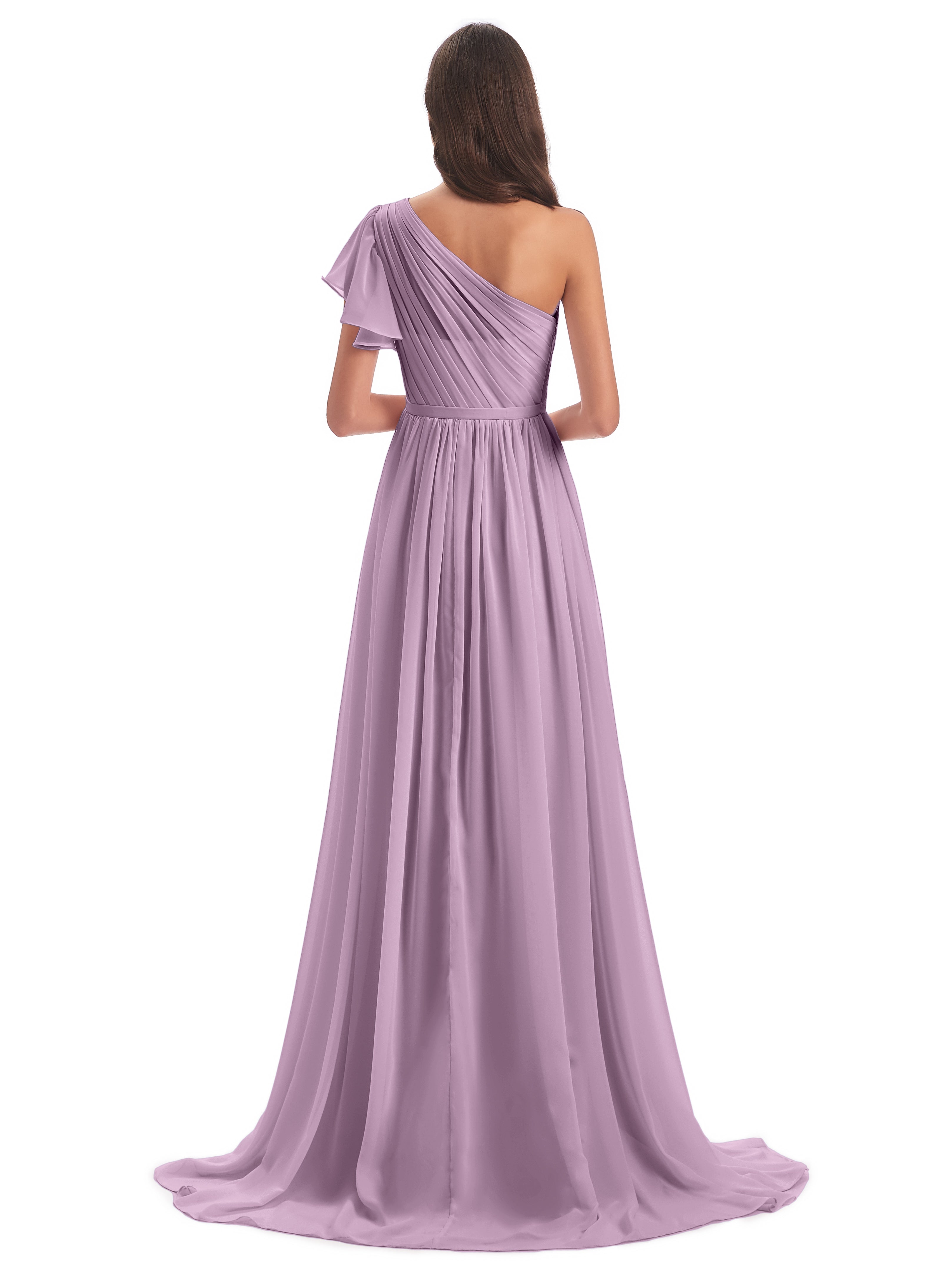Robes De Demoiselle D'Honneur Glycine Balayage/Pinceau Traîne Seule-Épaule Robes Demoiselle D'Honneur