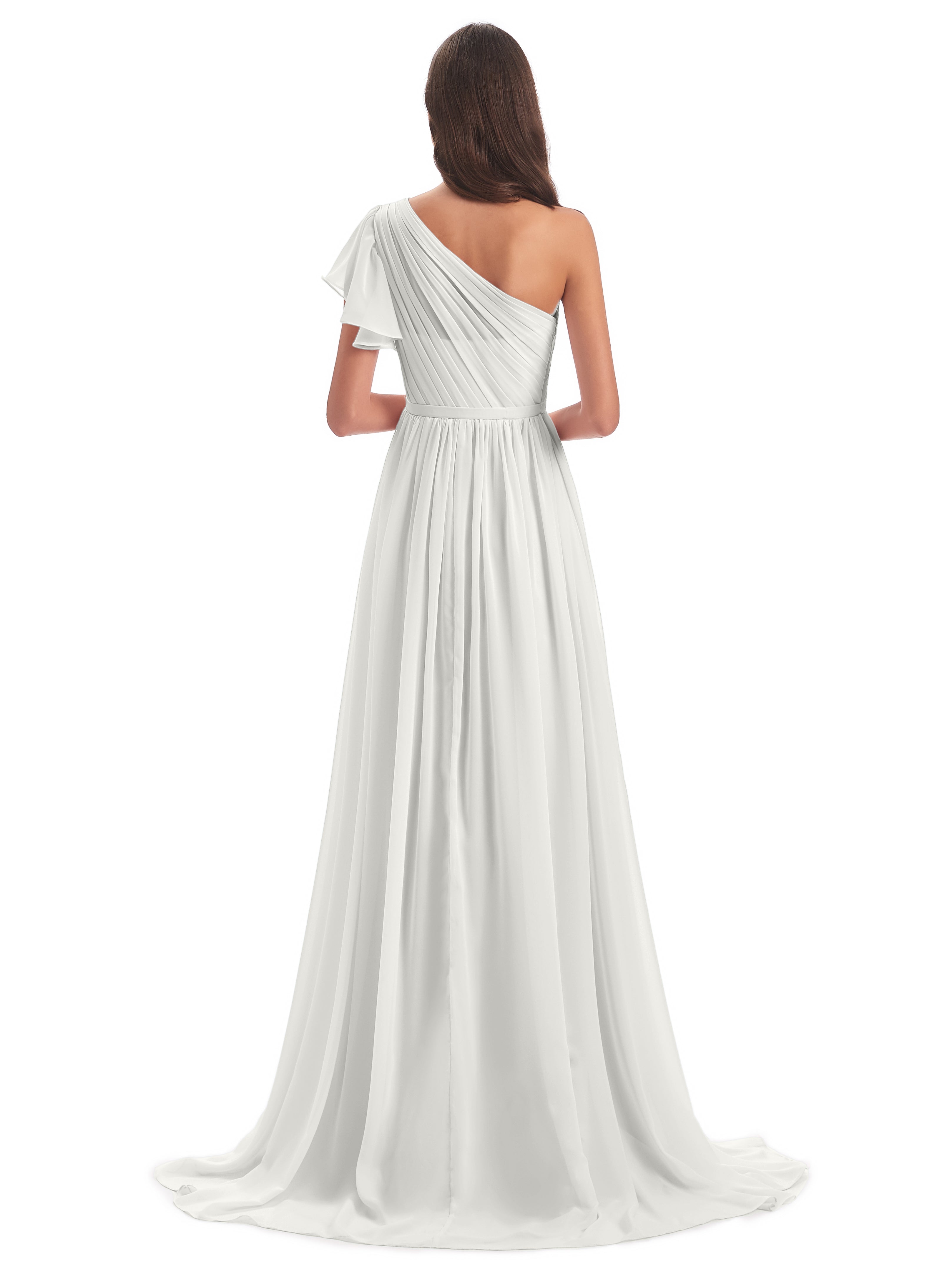 Robe De Demoiselle D Honneur Ivoire Balayage/Pinceau Traîne Seule-Épaule Robes Demoiselle D'Honneur