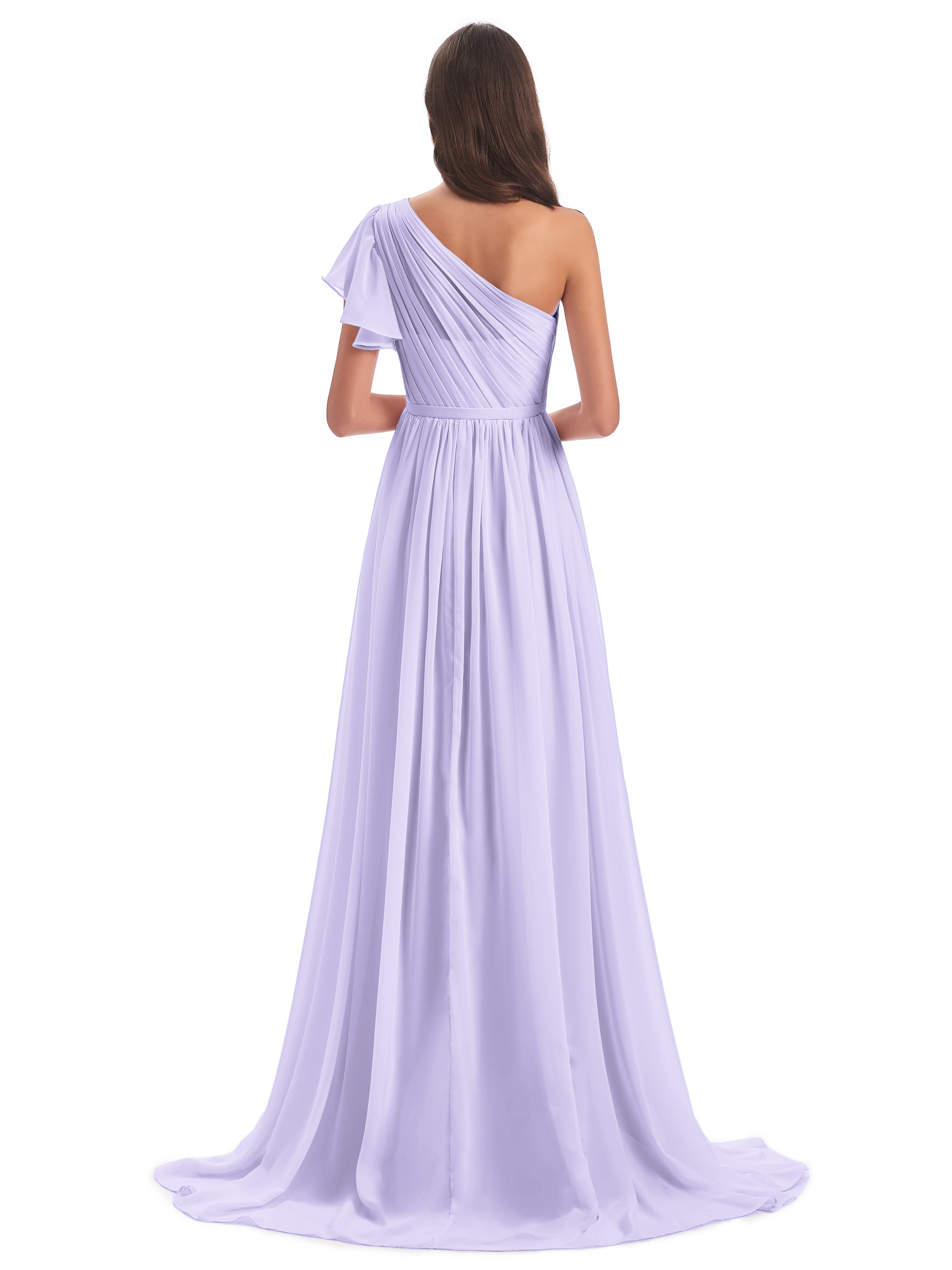 Demoiselle Robe Lilas Balayage/Pinceau Traîne Seule-Épaule Robes Demoiselle D'Honneur