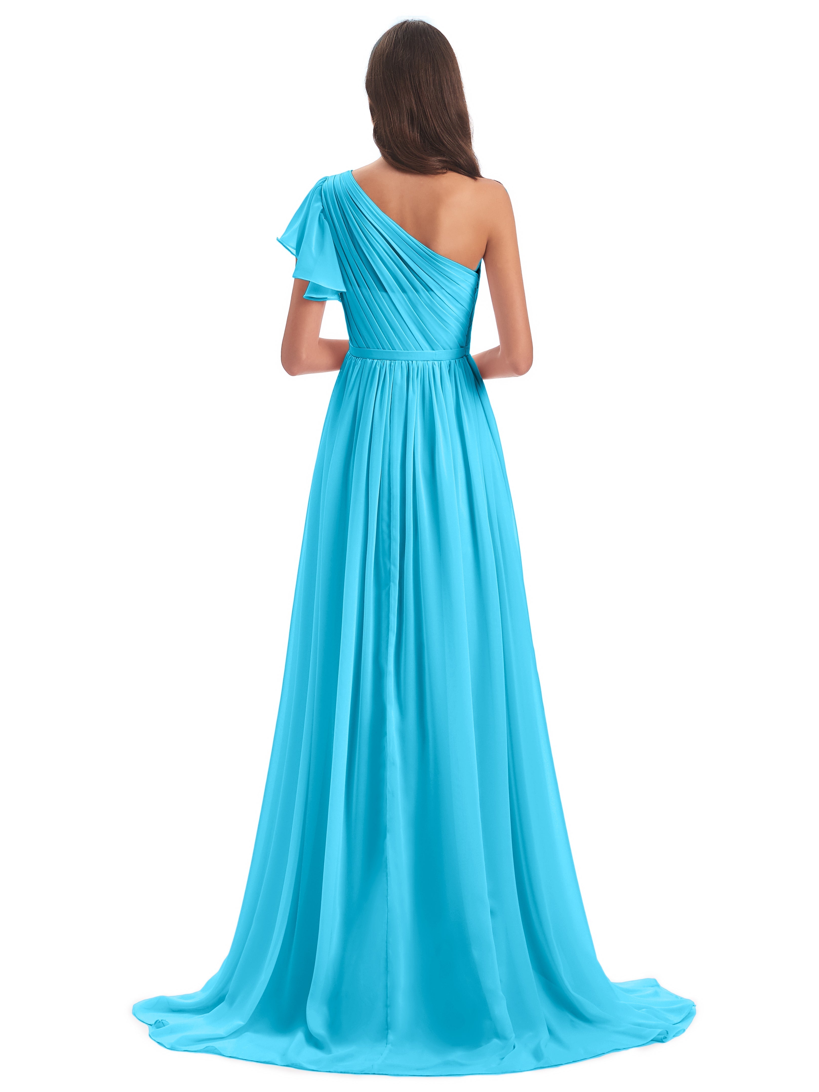 Robe De Demoiselle D'Honneur En Piscine Balayage/Pinceau Traîne Seule-Épaule Robes Demoiselle D'Honneur