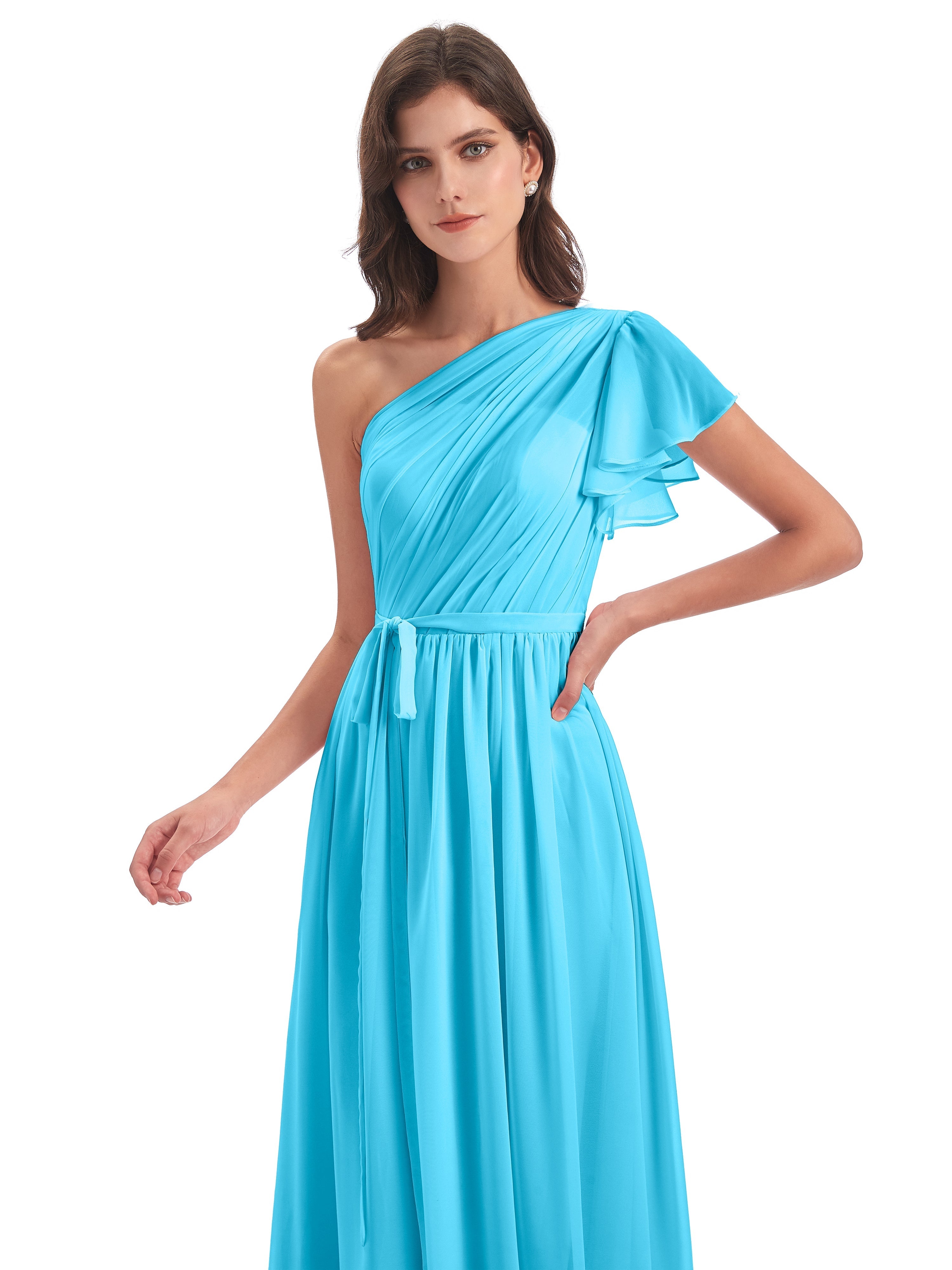 Robe De Demoiselle D'Honneur En Piscine Balayage/Pinceau Traîne Seule-Épaule Robes Demoiselle D'Honneur