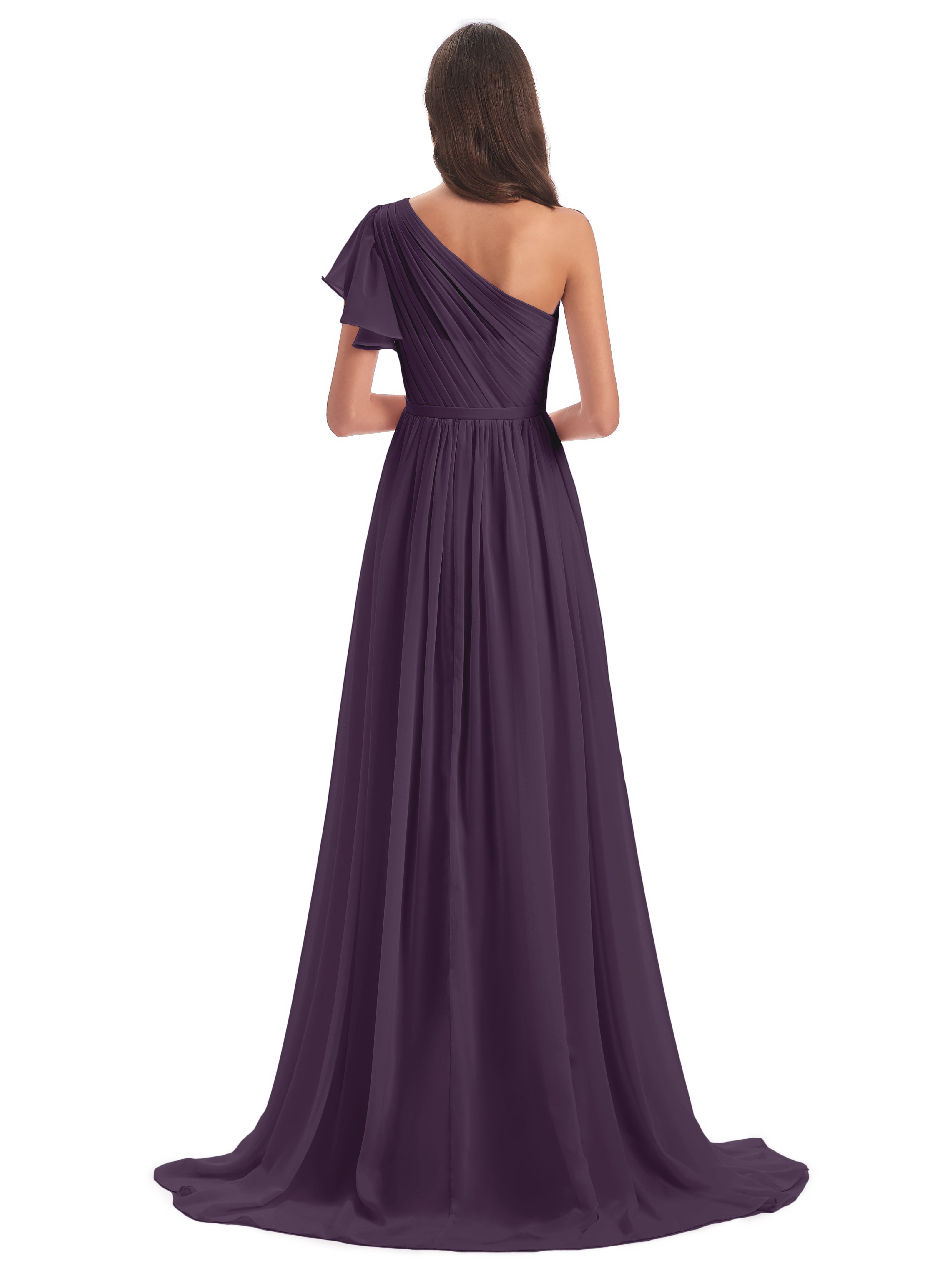 Robe Demoiselle D Honneur Plume Balayage/Pinceau Traîne Seule-Épaule Robes Demoiselle D'Honneur