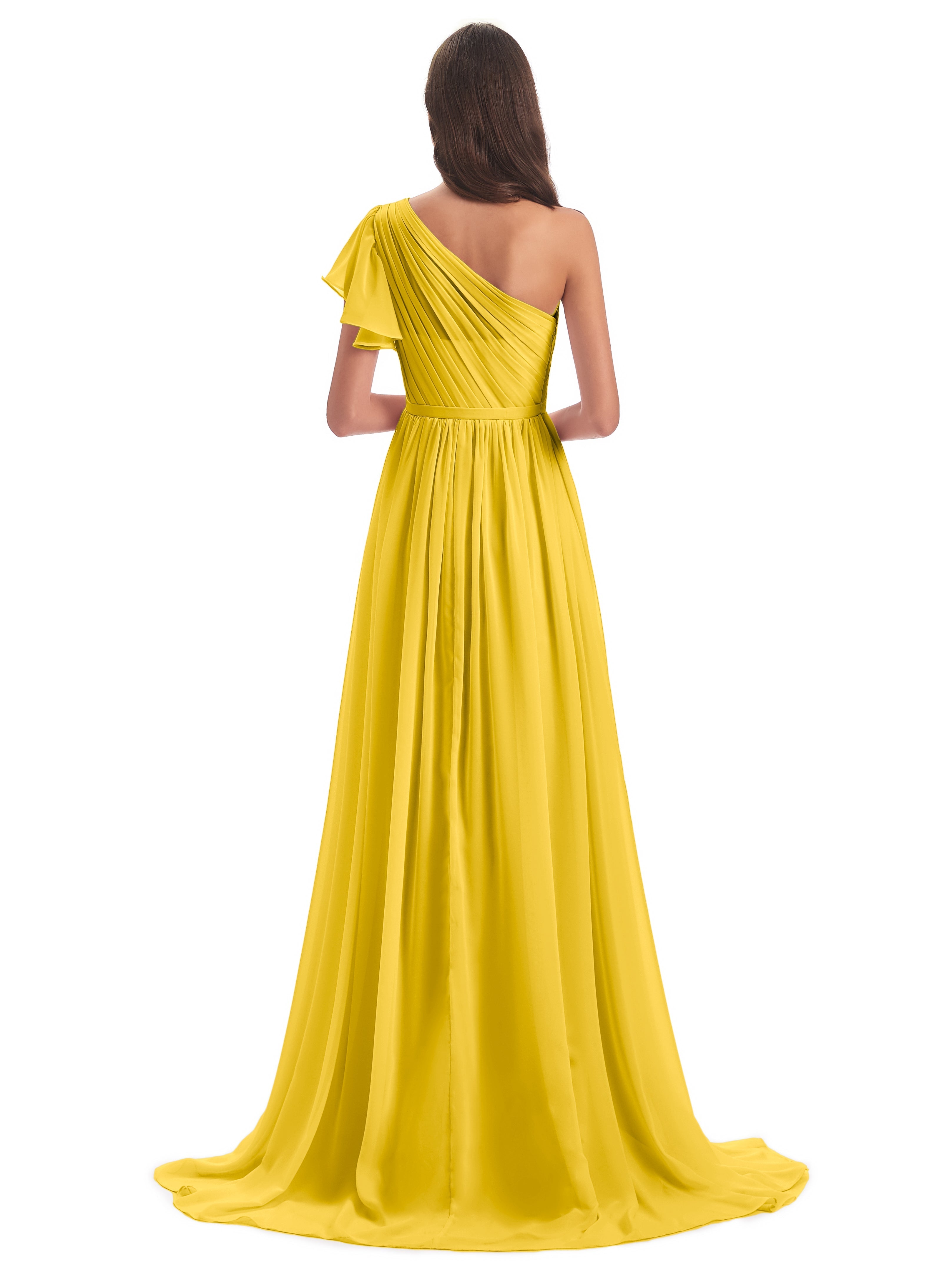 Robe De Demoiselle D'Honneur Souci Balayage/Pinceau Traîne Seule-Épaule Robes Demoiselle D'Honneur