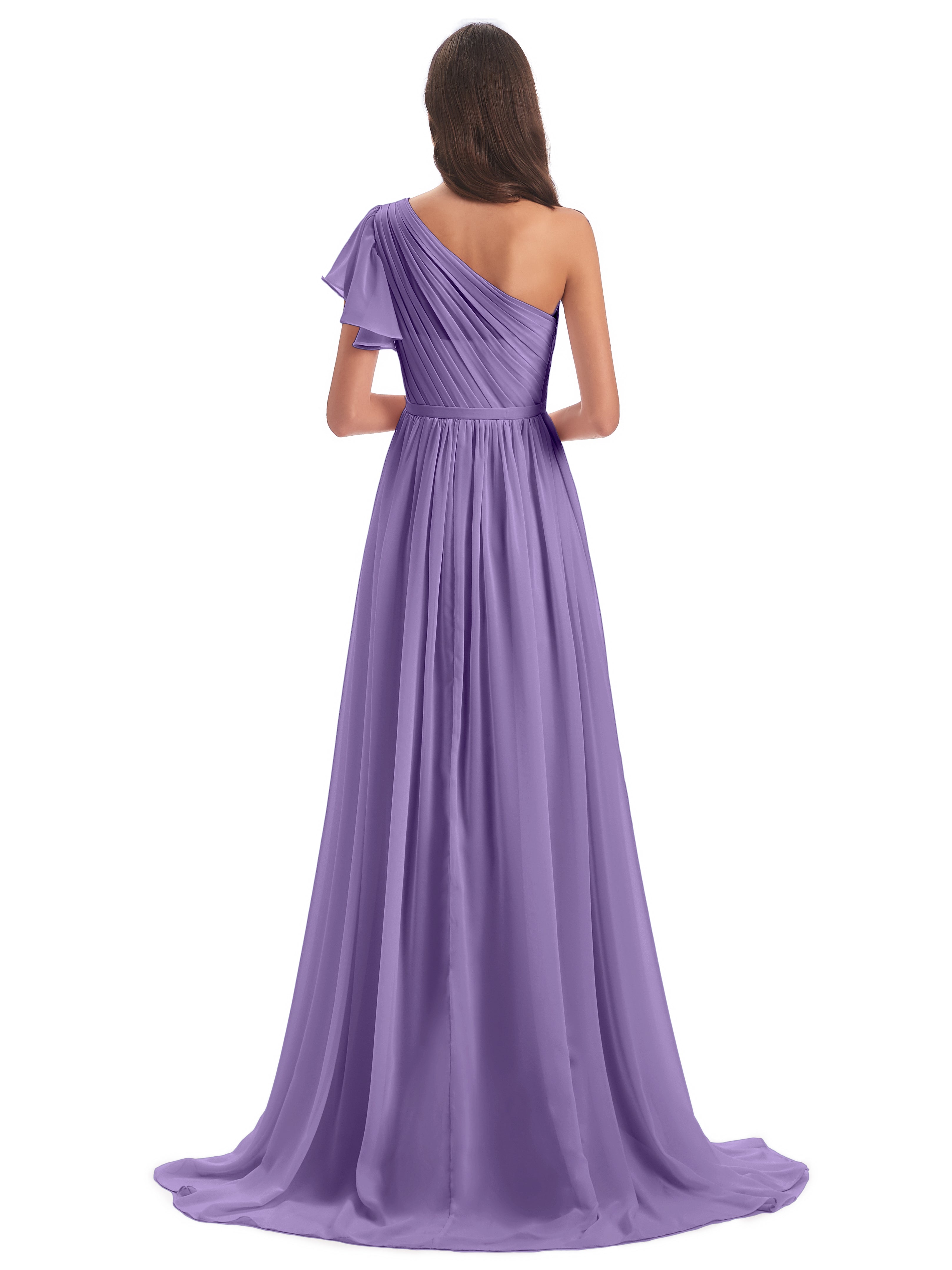 Robes De Demoiselle D'Honneur Tahiti Balayage/Pinceau Traîne Seule-Épaule Robes Demoiselle D'Honneur