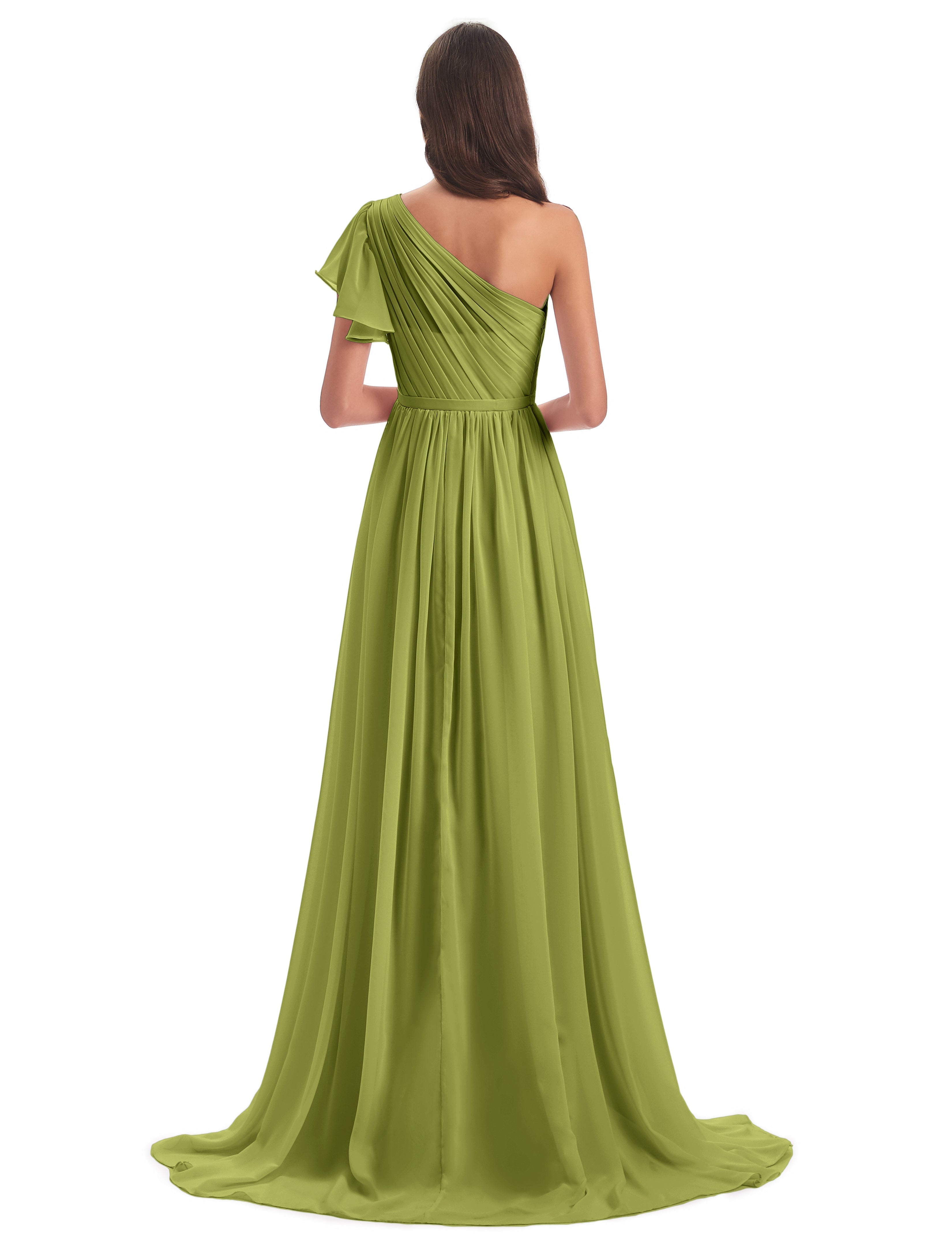 Robes De Demoiselle D'Honneur Trèfle Balayage/Pinceau Traîne Seule-Épaule Robes Demoiselle D'Honneur