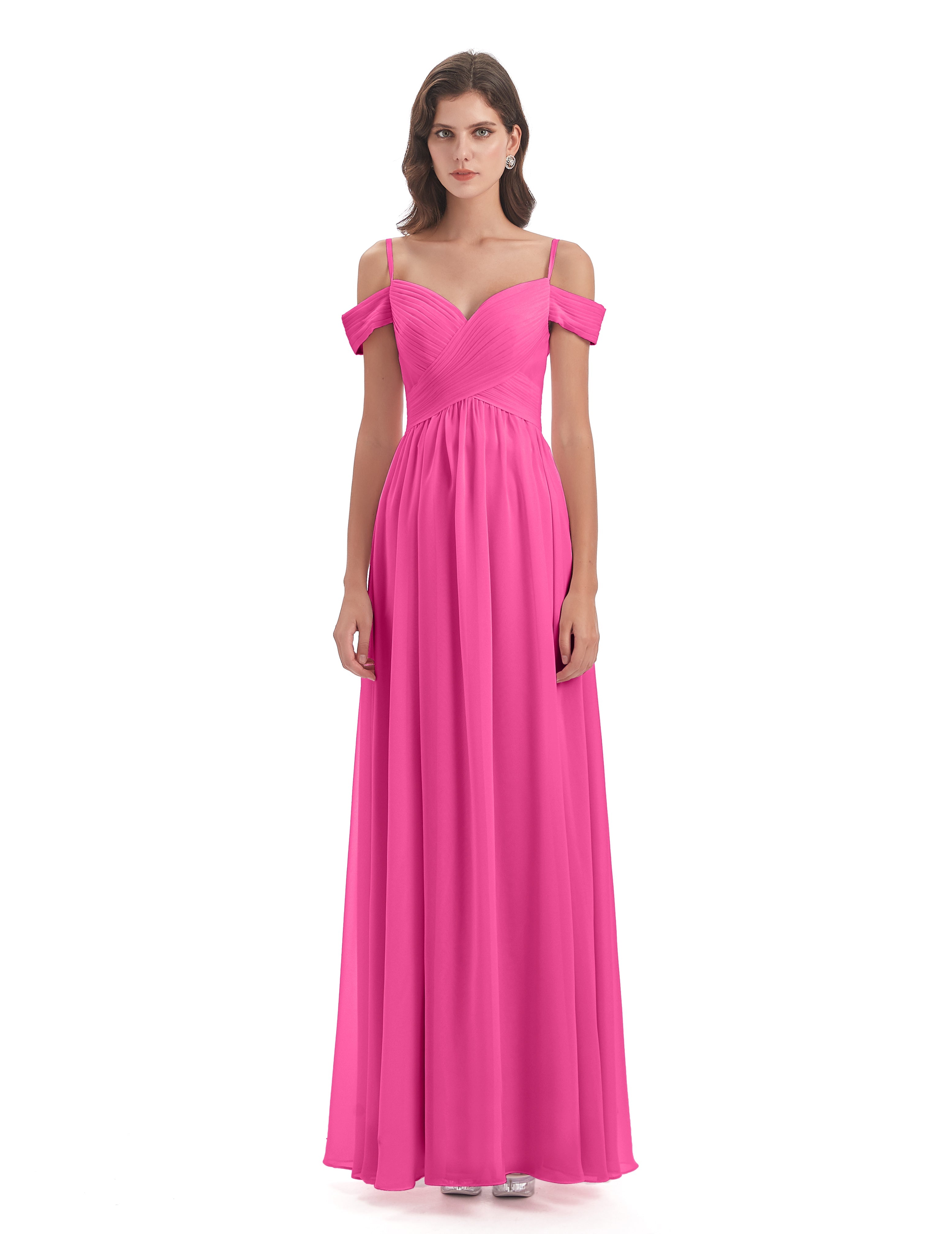 Robe Demoiselle D Honneur Azalée Bretelles Spaghetti Trapèze Mousseline Robes Demoiselle D'Honneur