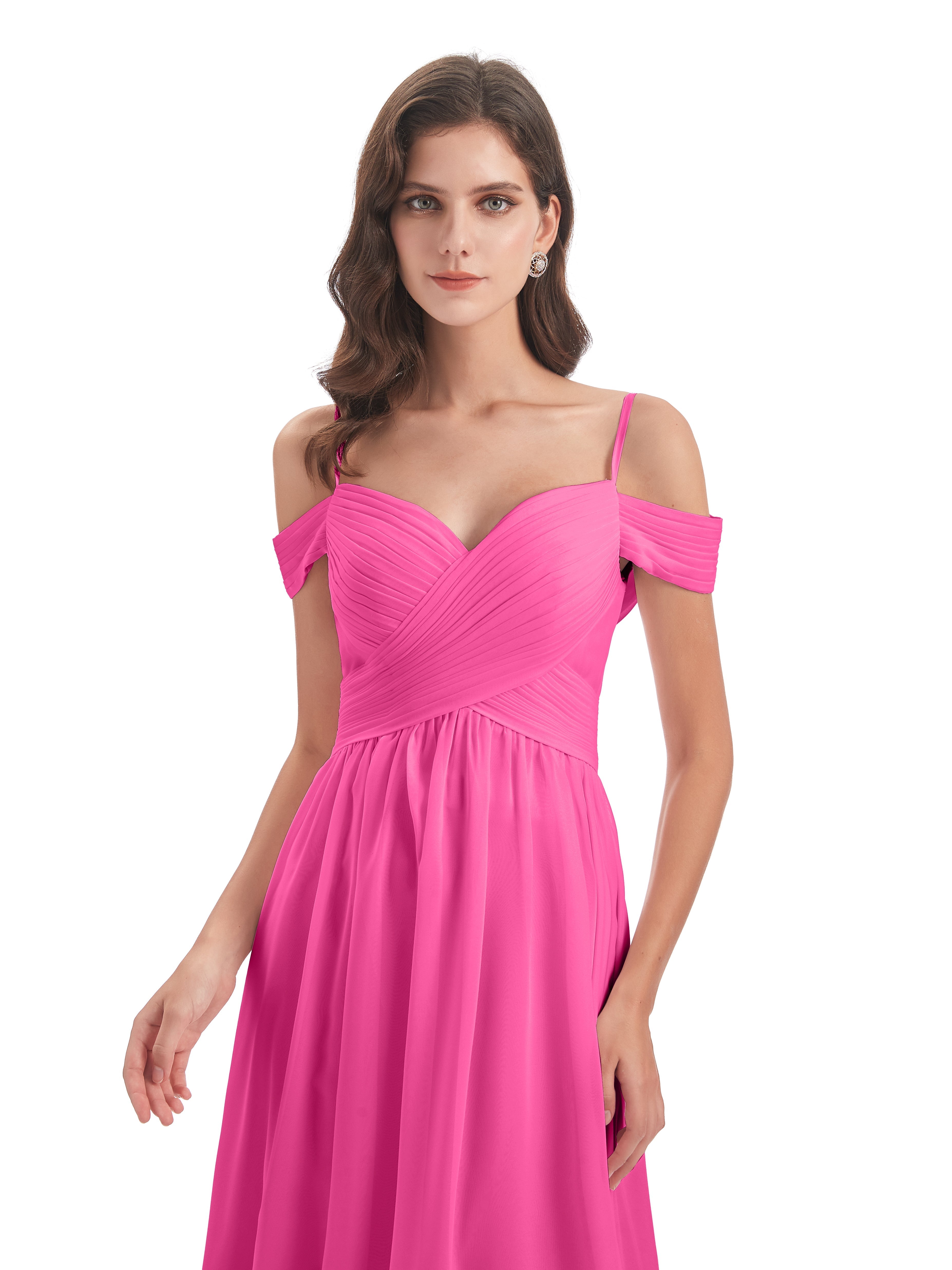 Robe Demoiselle D Honneur Azalée Bretelles Spaghetti Trapèze Mousseline Robes Demoiselle D'Honneur