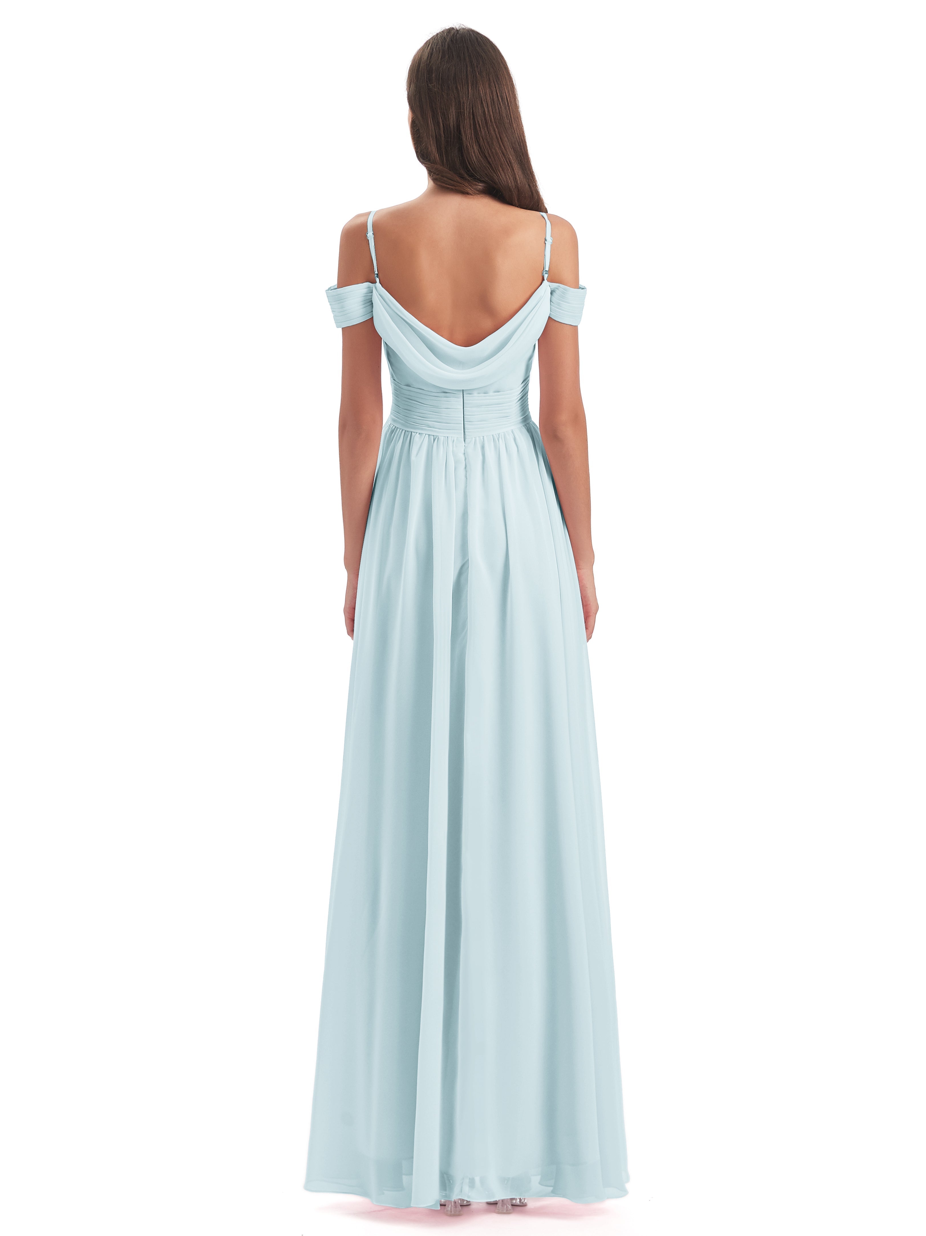 Robe De Demoiselle D'Honneur Brume Bretelles Spaghetti Trapèze Mousseline Robes Demoiselle D'Honneur