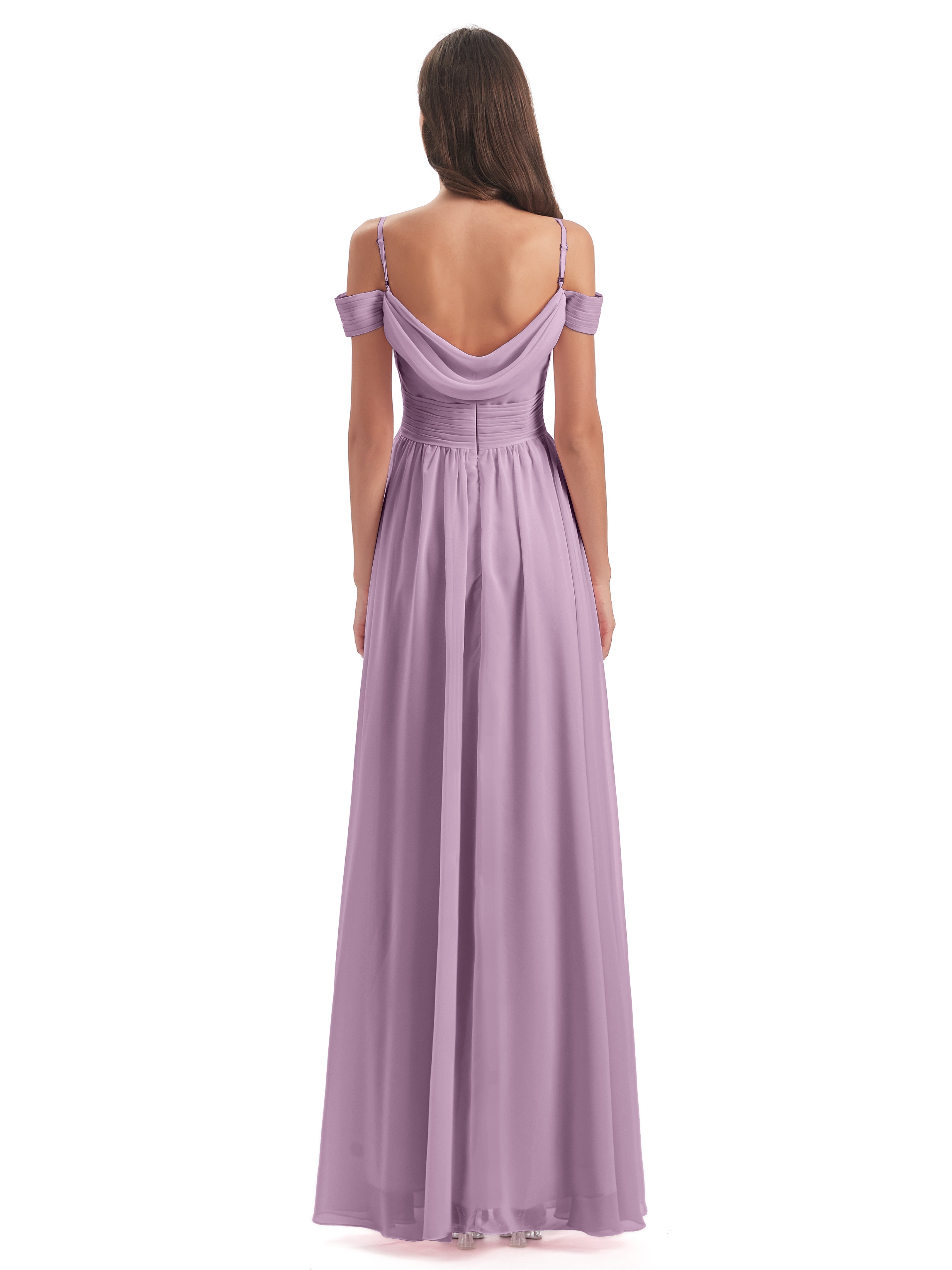 Robes De Demoiselle D'Honneur Glycine Bretelles Spaghetti Trapèze Mousseline Robes Demoiselle D'Honneur