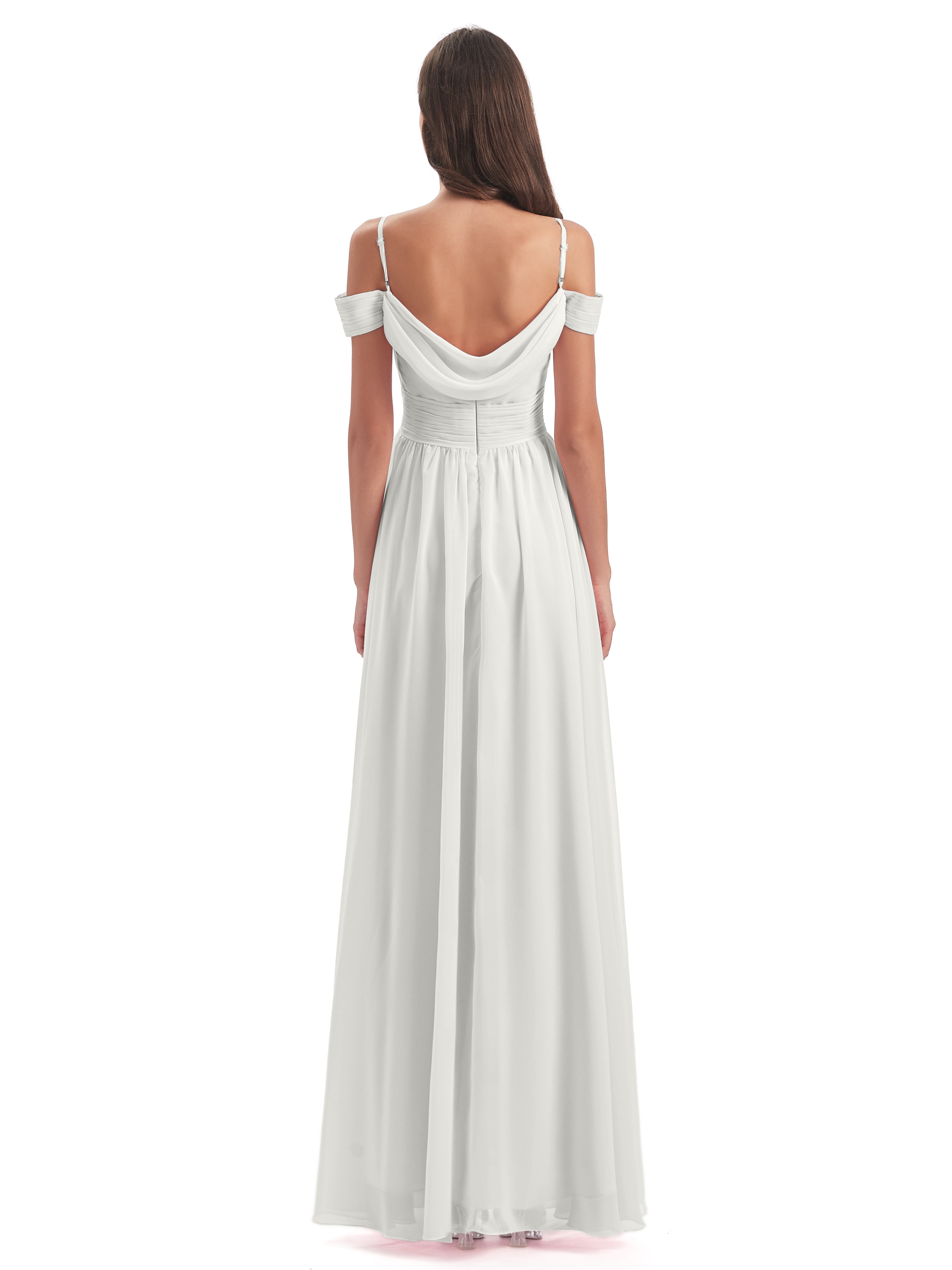 Robe De Demoiselle D Honneur Ivoire Bretelles Spaghetti Trapèze Mousseline Robes Demoiselle D'Honneur