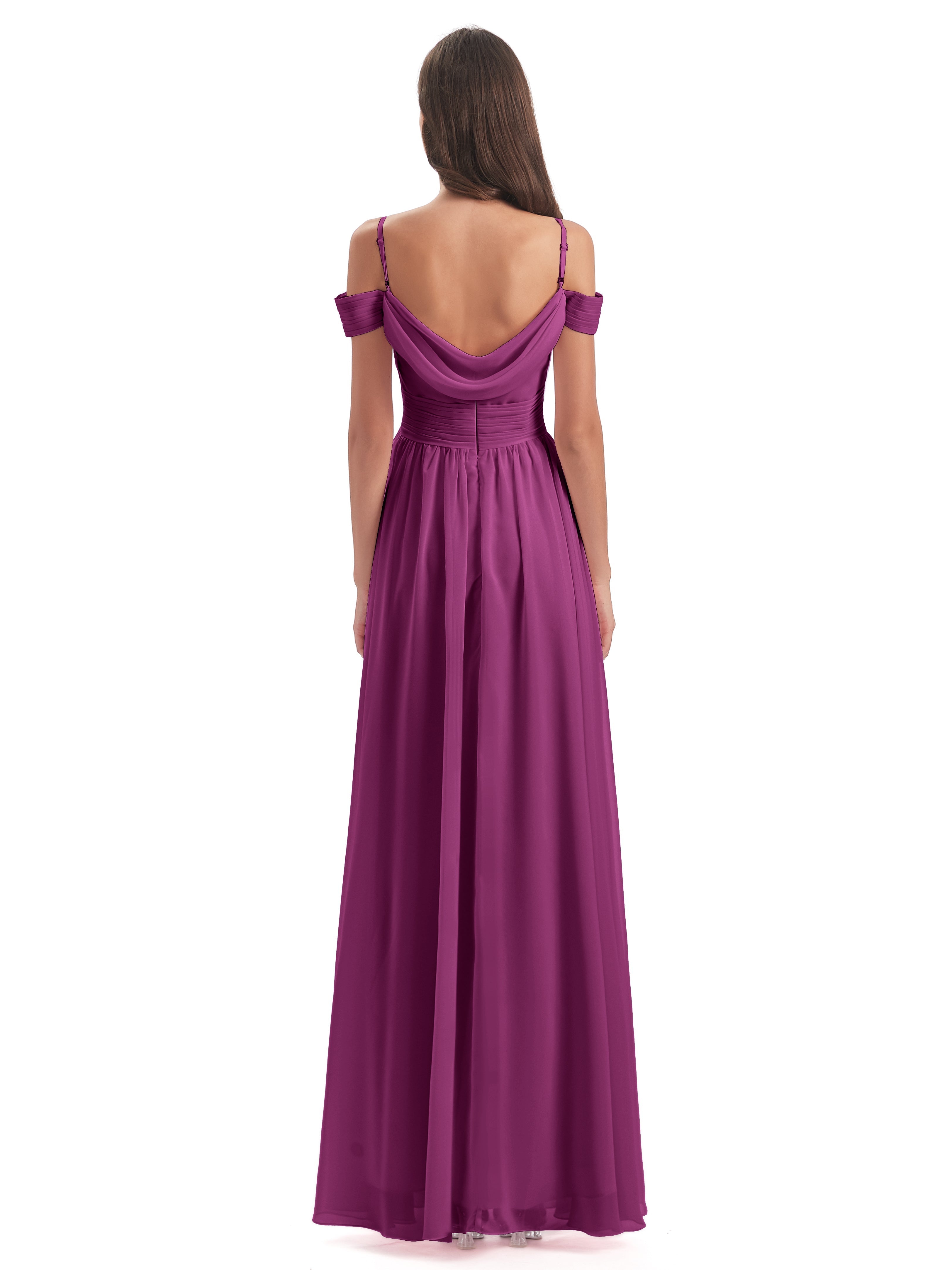 Robes De Demoiselle D'Honneur Orchidée Bretelles Spaghetti Trapèze Mousseline Robes Demoiselle D'Honneur
