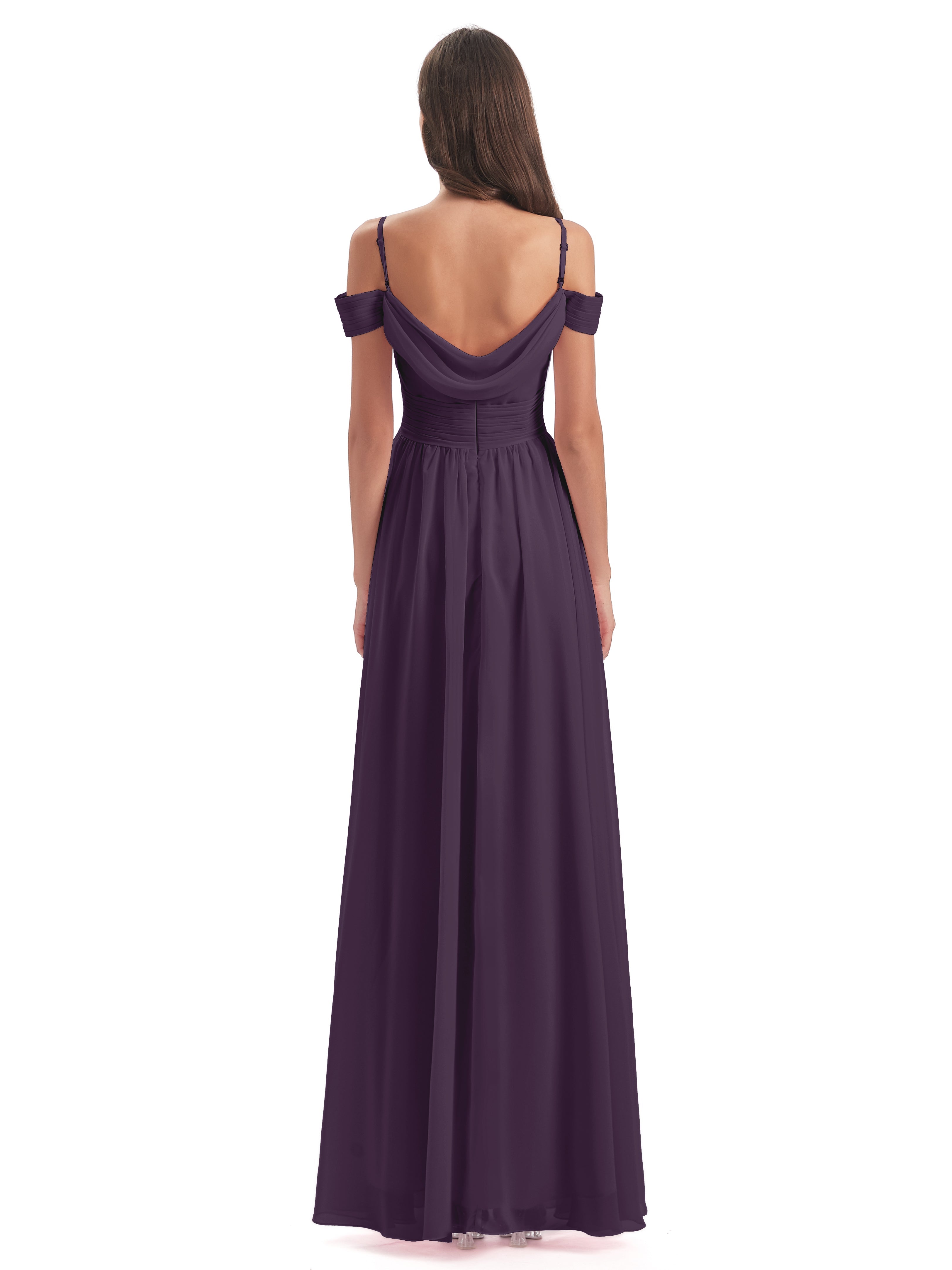 Robe Demoiselle D Honneur Plume Bretelles Spaghetti Trapèze Mousseline Robes Demoiselle D'Honneur