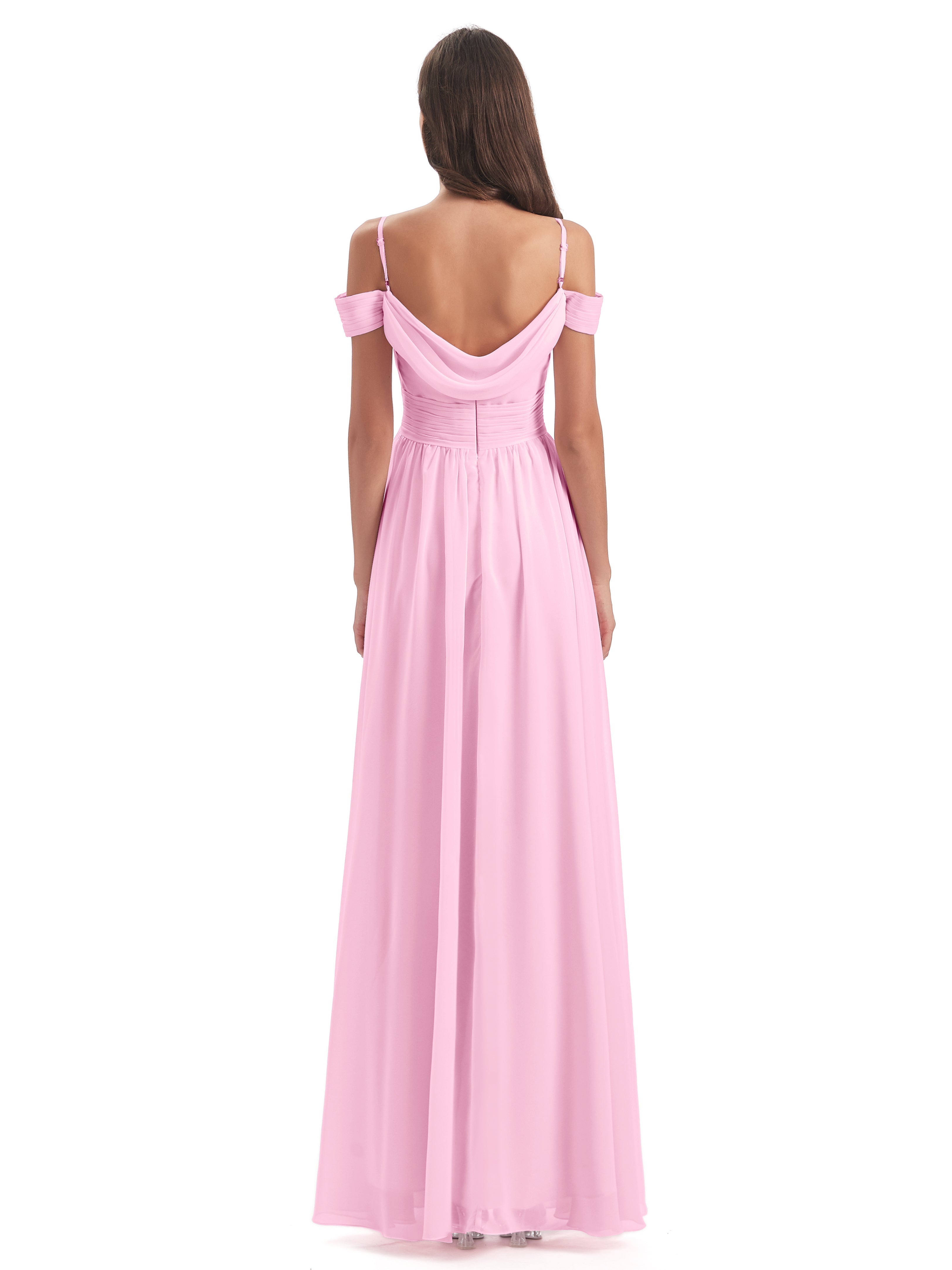 Robe Demoiselle D Honneur Rose Bonbon Bretelles Spaghetti Trapèze Mousseline Robes Demoiselle D'Honneur
