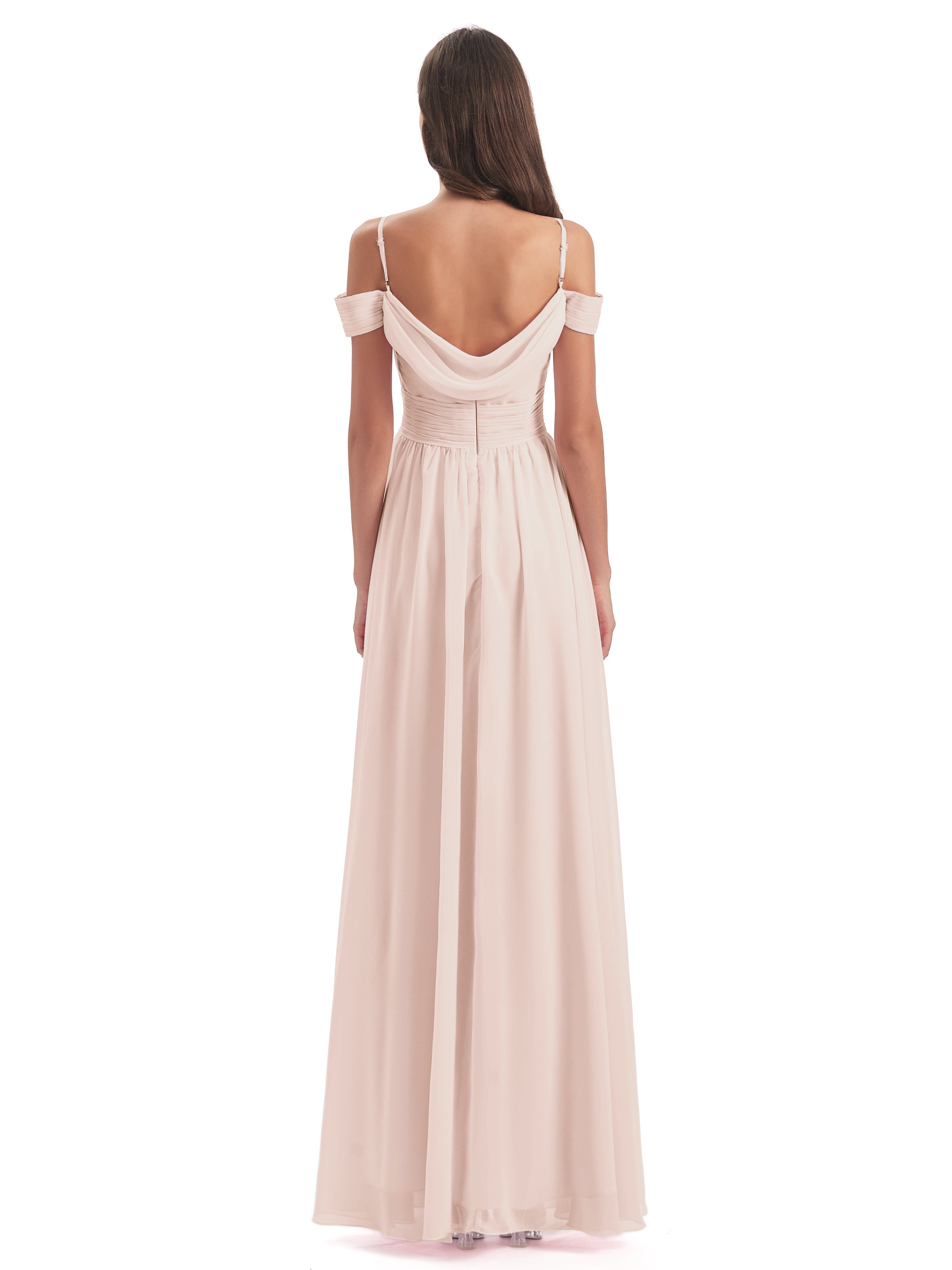 Robe Demoiselle D Honneur Rose Perle Bretelles Spaghetti Trapèze Mousseline Robes Demoiselle D'Honneur