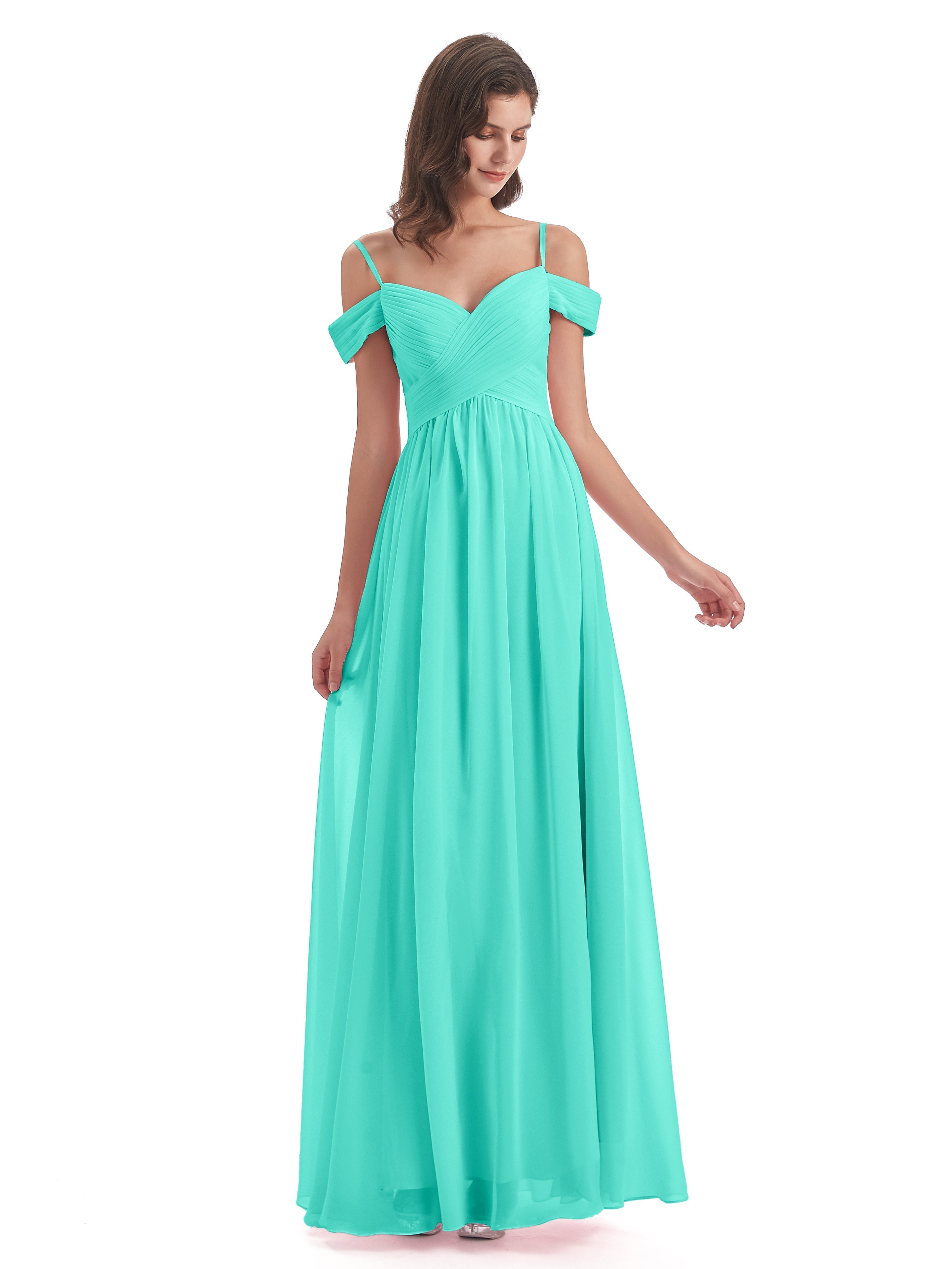 Robes De Demoiselle D'Honneur Spa Bretelles Spaghetti Trapèze Mousseline Robes Demoiselle D'Honneur