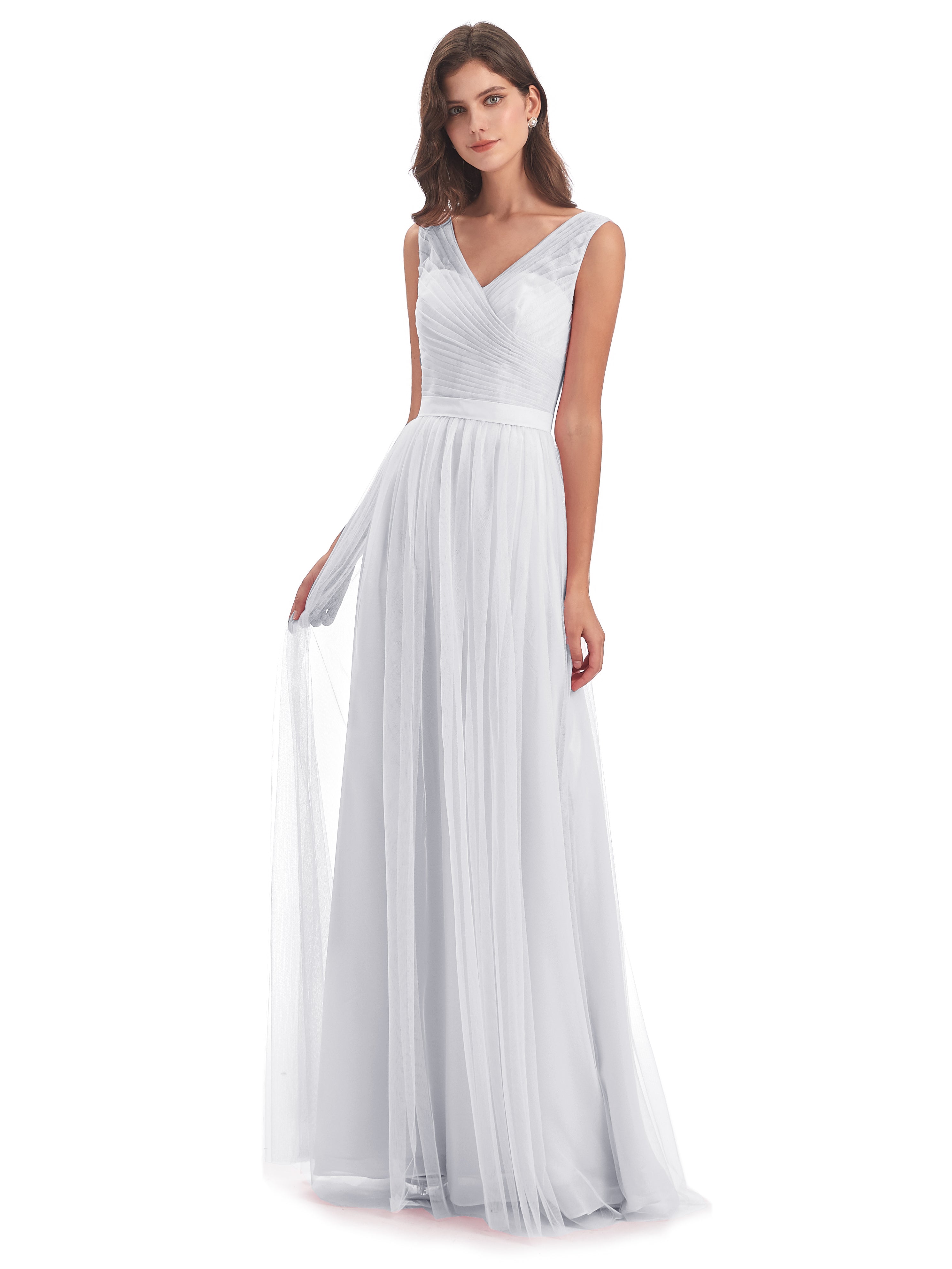 Robe Blanche Des Demoiselles Mila Dos En V Tulle Robes Demoiselle D'Honneur