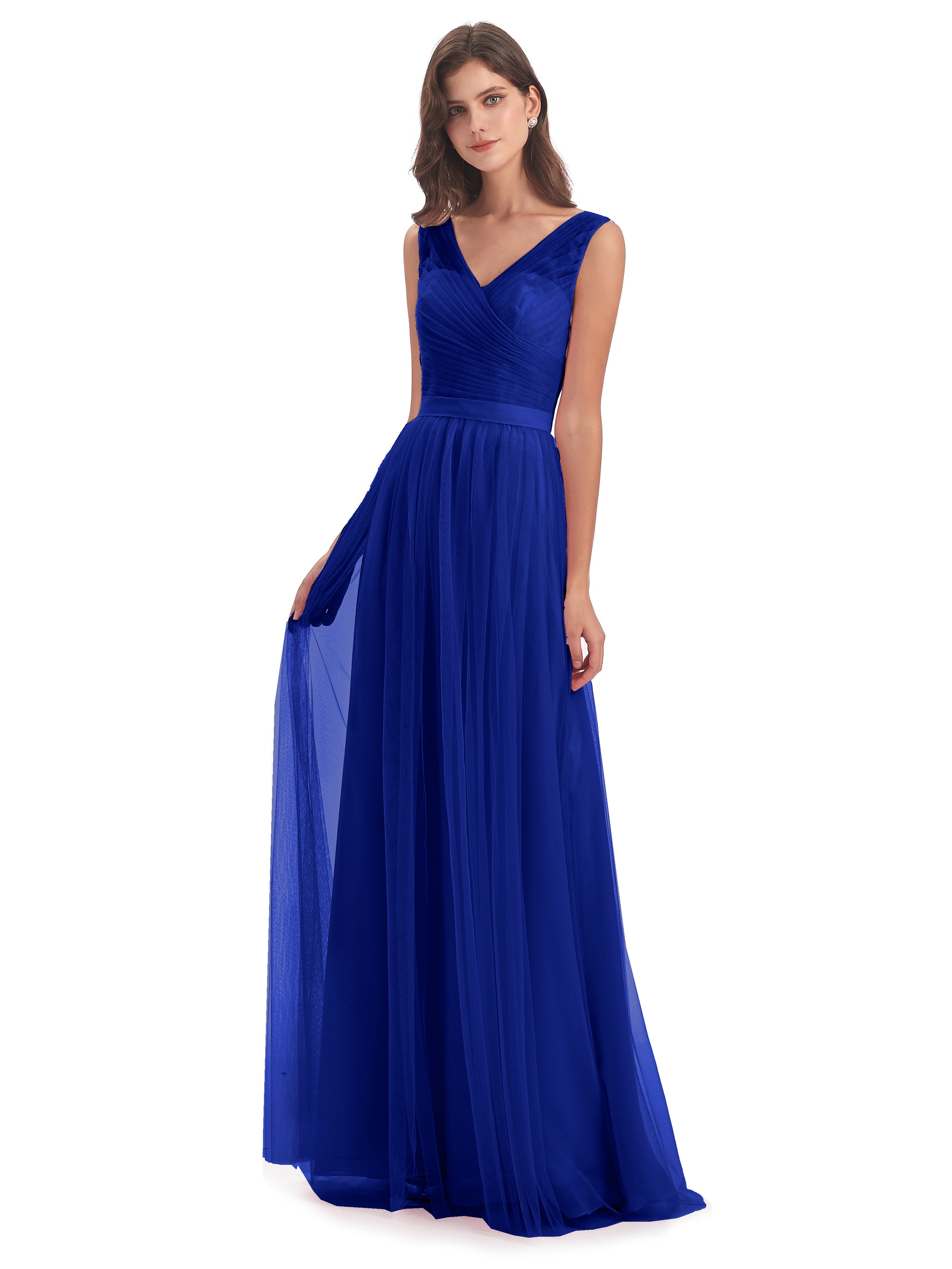 Mariage Robe Demoiselle D Honneur Bleu Roi Mila Dos En V Tulle Robes Demoiselle D'Honneur