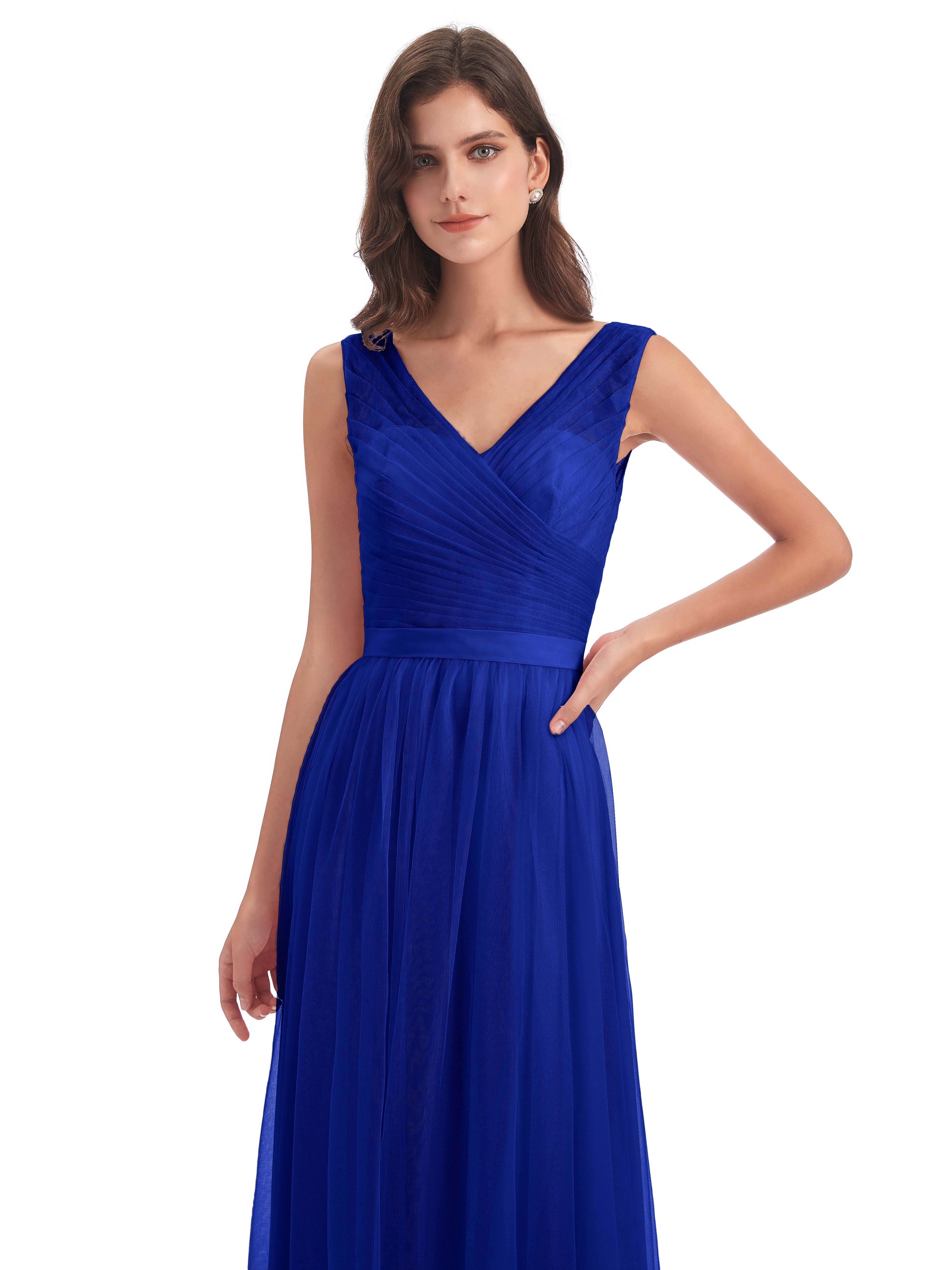 Mariage Robe Demoiselle D Honneur Bleu Roi Mila Dos En V Tulle Robes Demoiselle D'Honneur