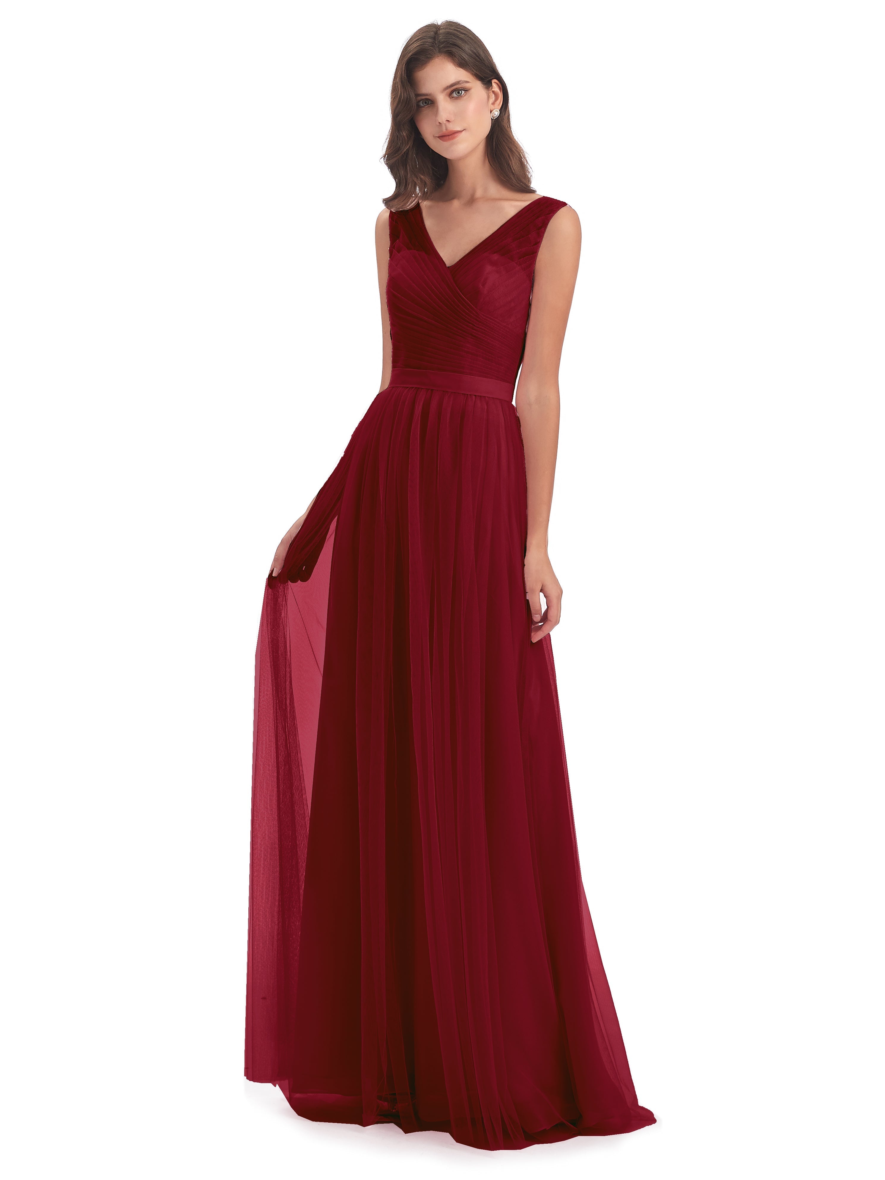 Robe De Demoiselle D Honneur Bordeaux Mila Dos En V Tulle Robes Demoiselle D'Honneur